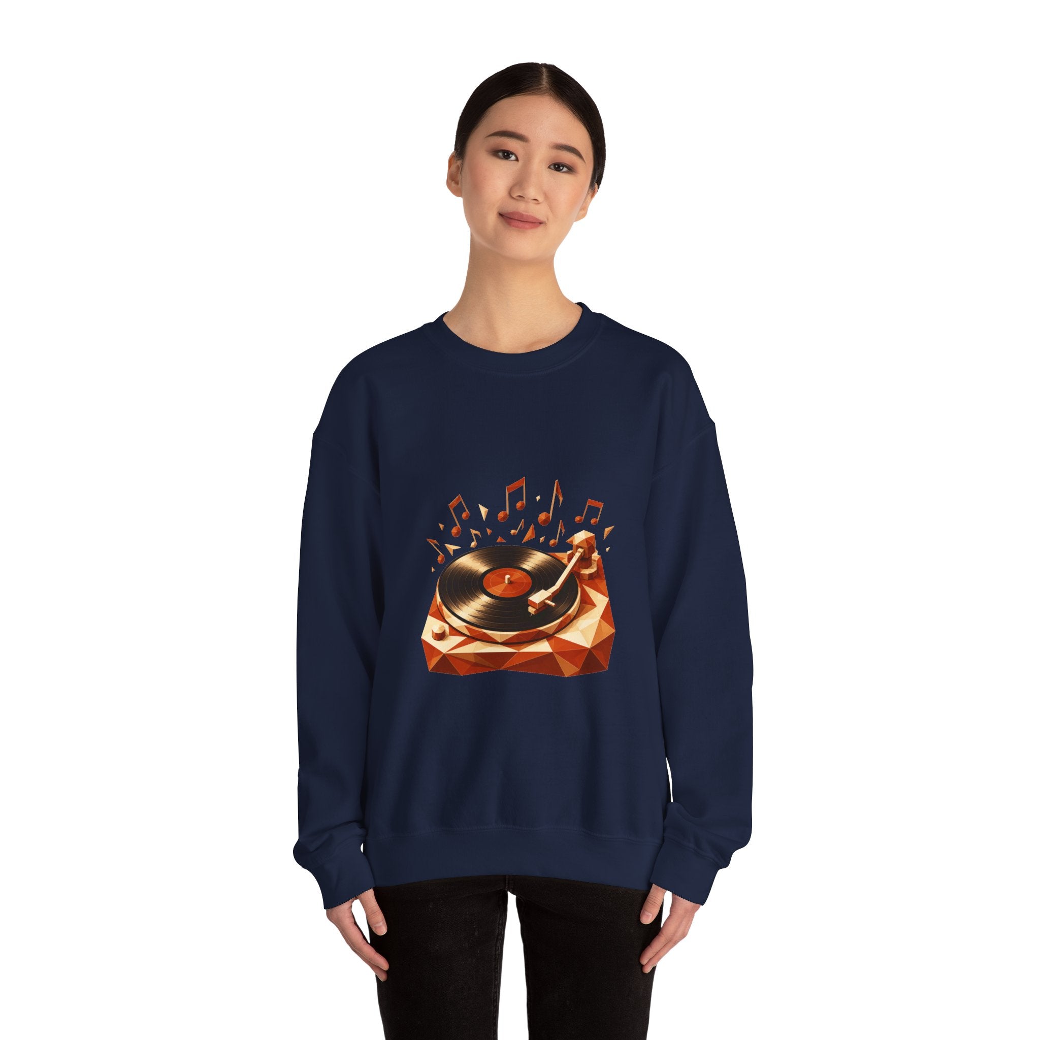 Matching Couple Sweatshirt - Vinyl & Cassette Matching Couple Premium Fleece Sweatshirt Geometric Art His Hers Love Gift - Design A