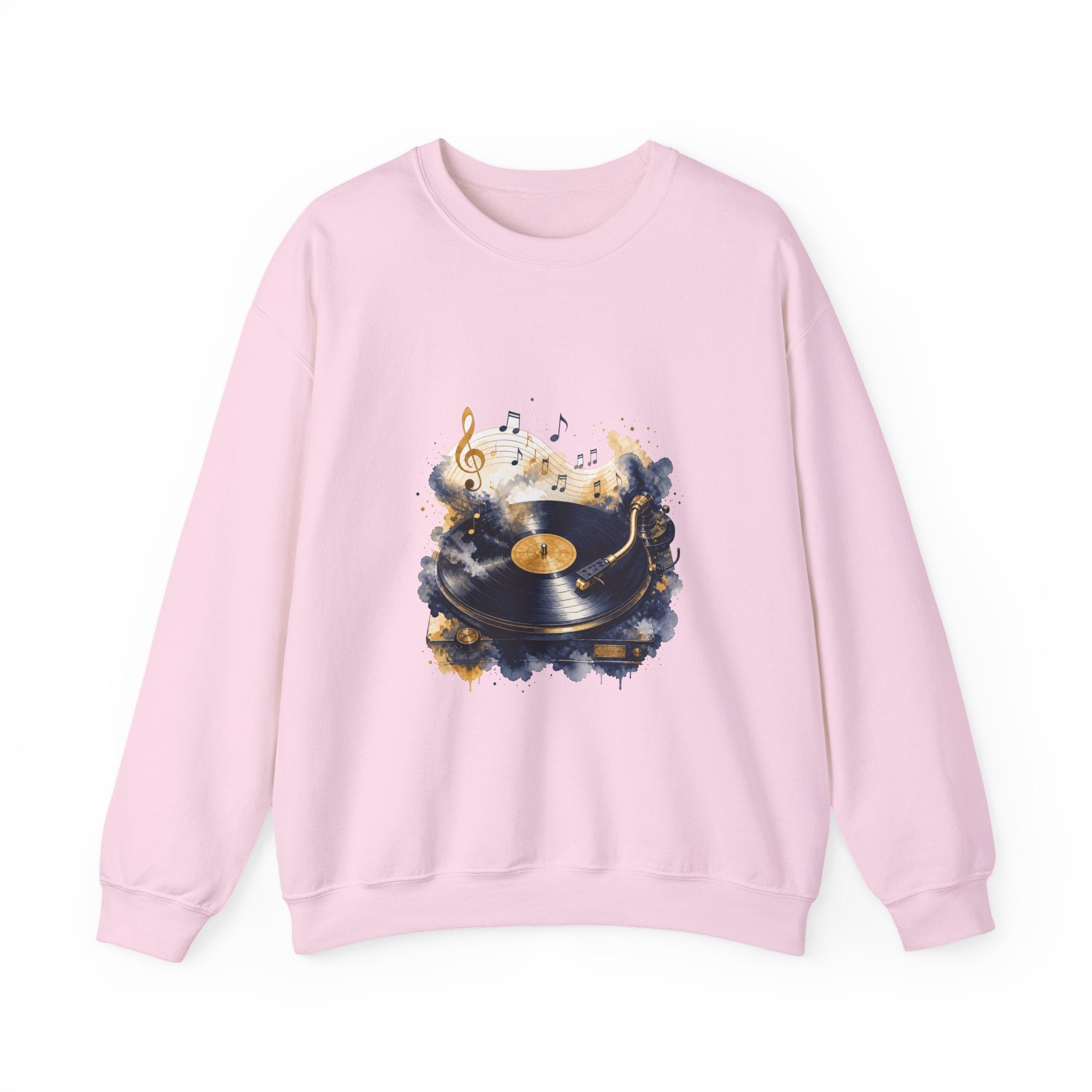Matching Couple Sweatshirt - Vinyl & Cassette Matching Couple Crewneck Sweatshirt Watercolor Art His Hers Engagement Gift - Design A