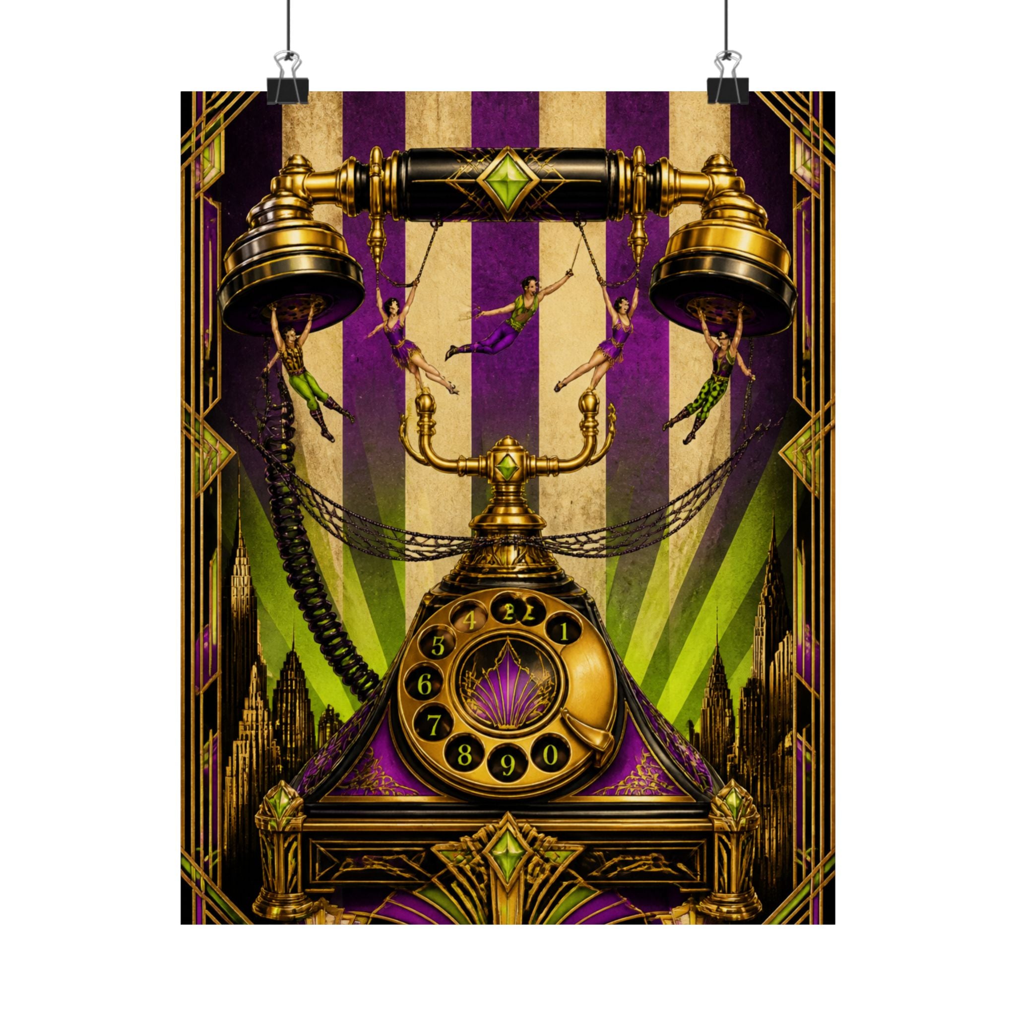 Vintage Telephone Booth Wall Art Poster 24×36 Art Deco Bar Area Decor Maximalist Print