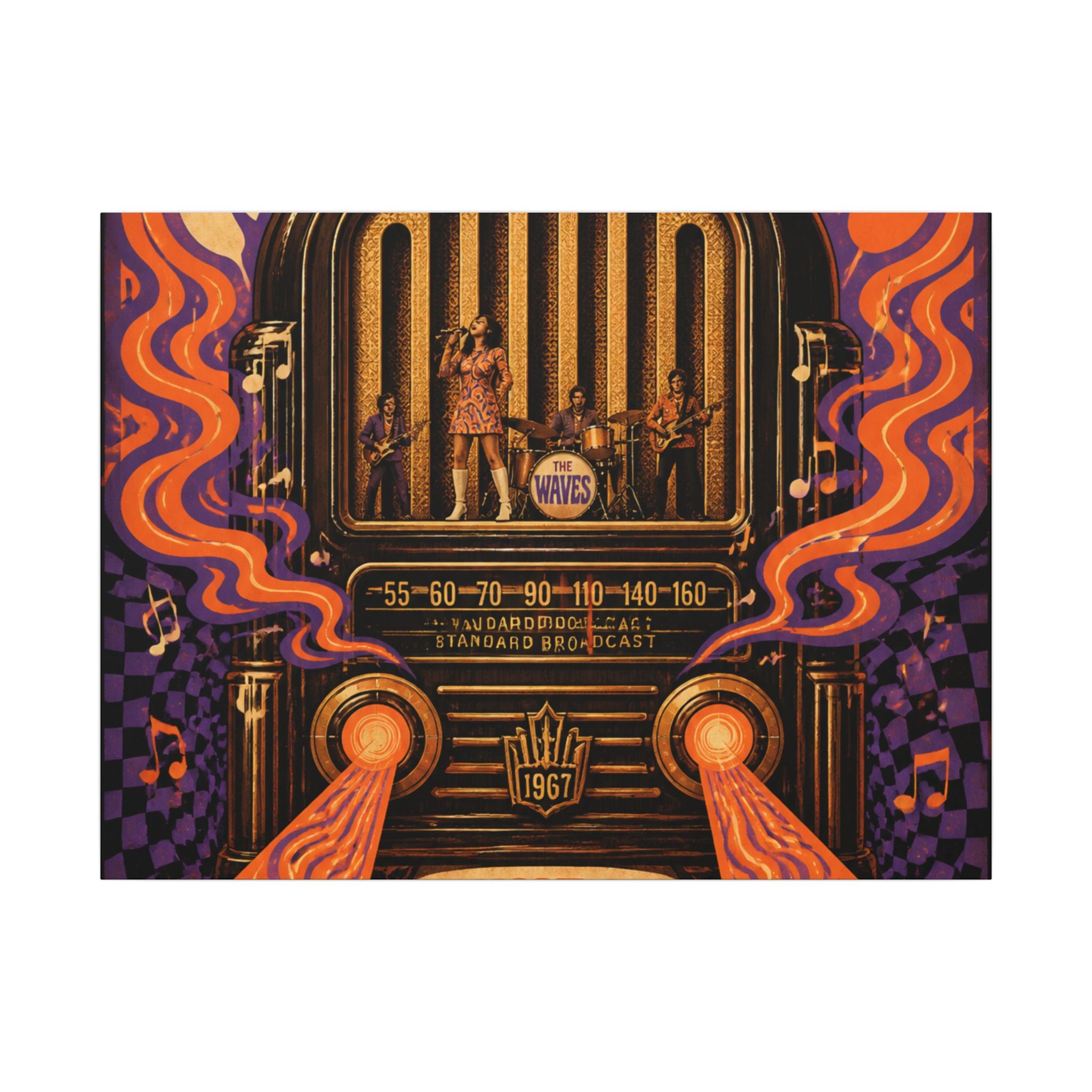 Vintage Radio Stage Wall Art Canvas 16×20 Psychedelic Cafe Decor Maximalist Print