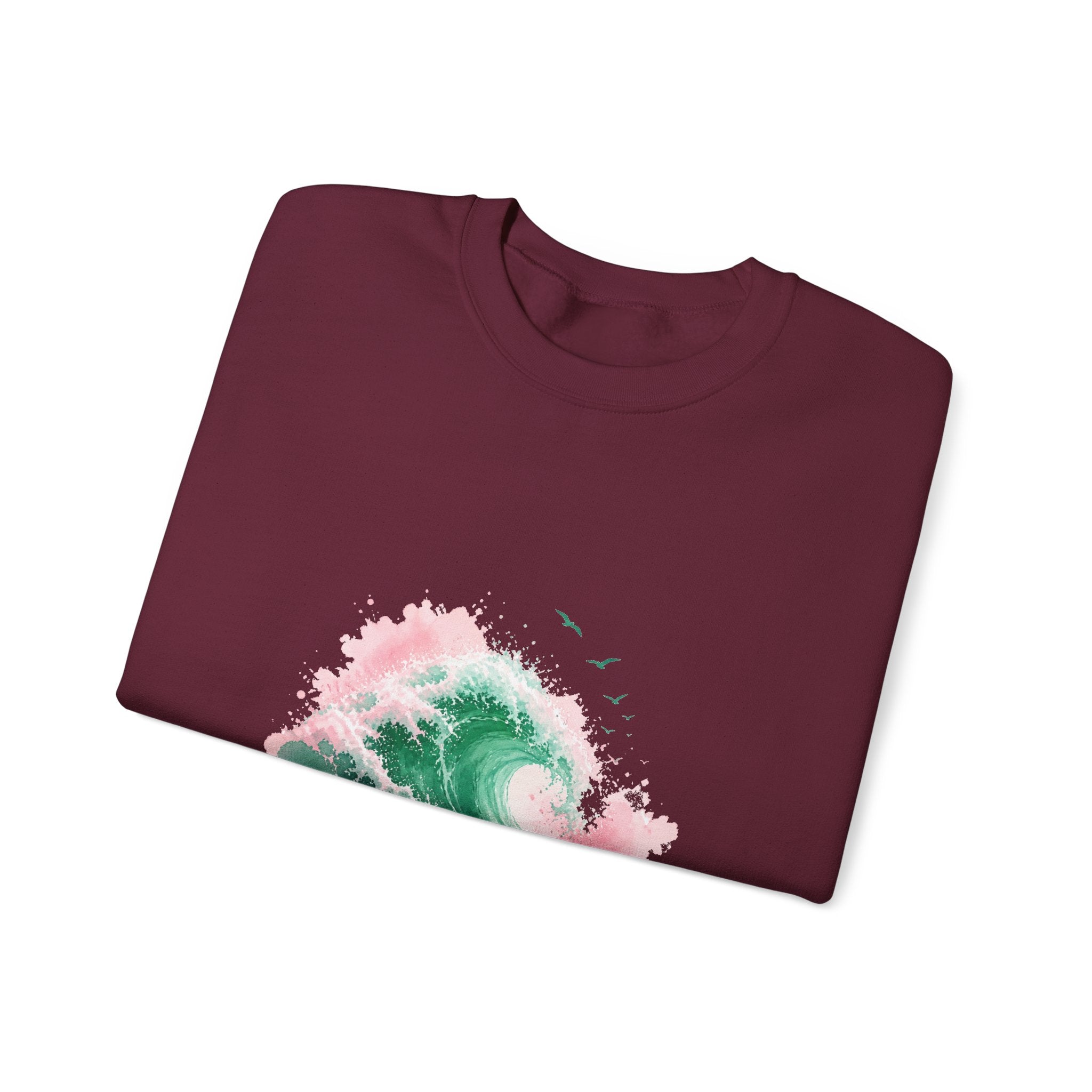 Matching Couple Sweatshirt - Mountain & Ocean Matching Couple Comfort Colors Crew Watercolor Art His Hers Birthday Gift - Design B