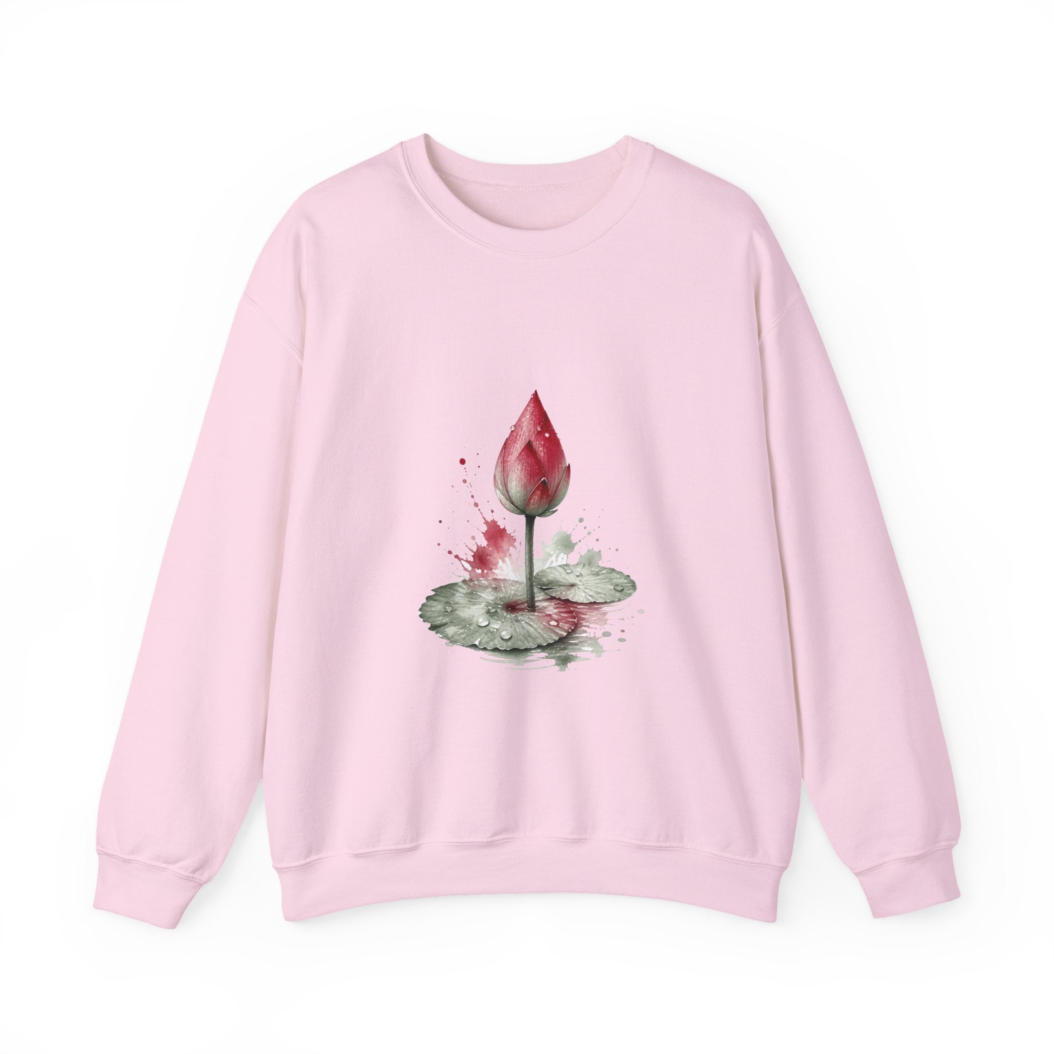 Matching Couple Sweatshirt - Open & Closed Lotus Matching Couple Crewneck Sweatshirt Watercolor Art His Hers Engagement Gift - Design B