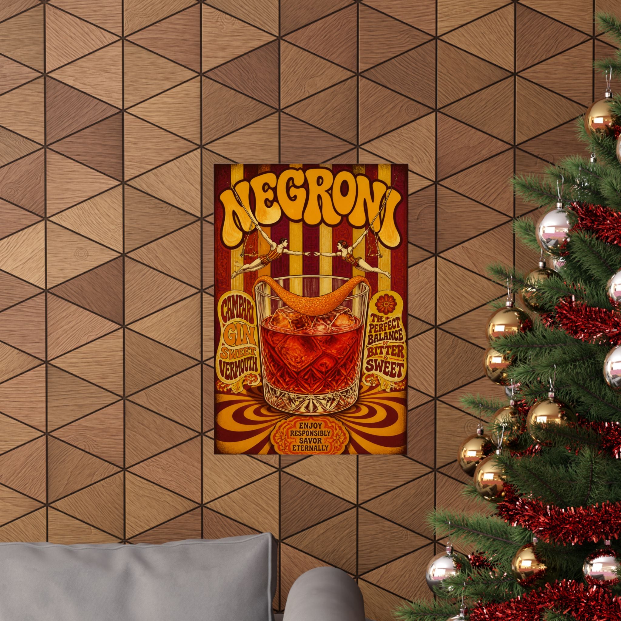 Negroni Trapeze Act Wall Art Poster 18×24 Psychedelic Cafe Decor Maximalist Print