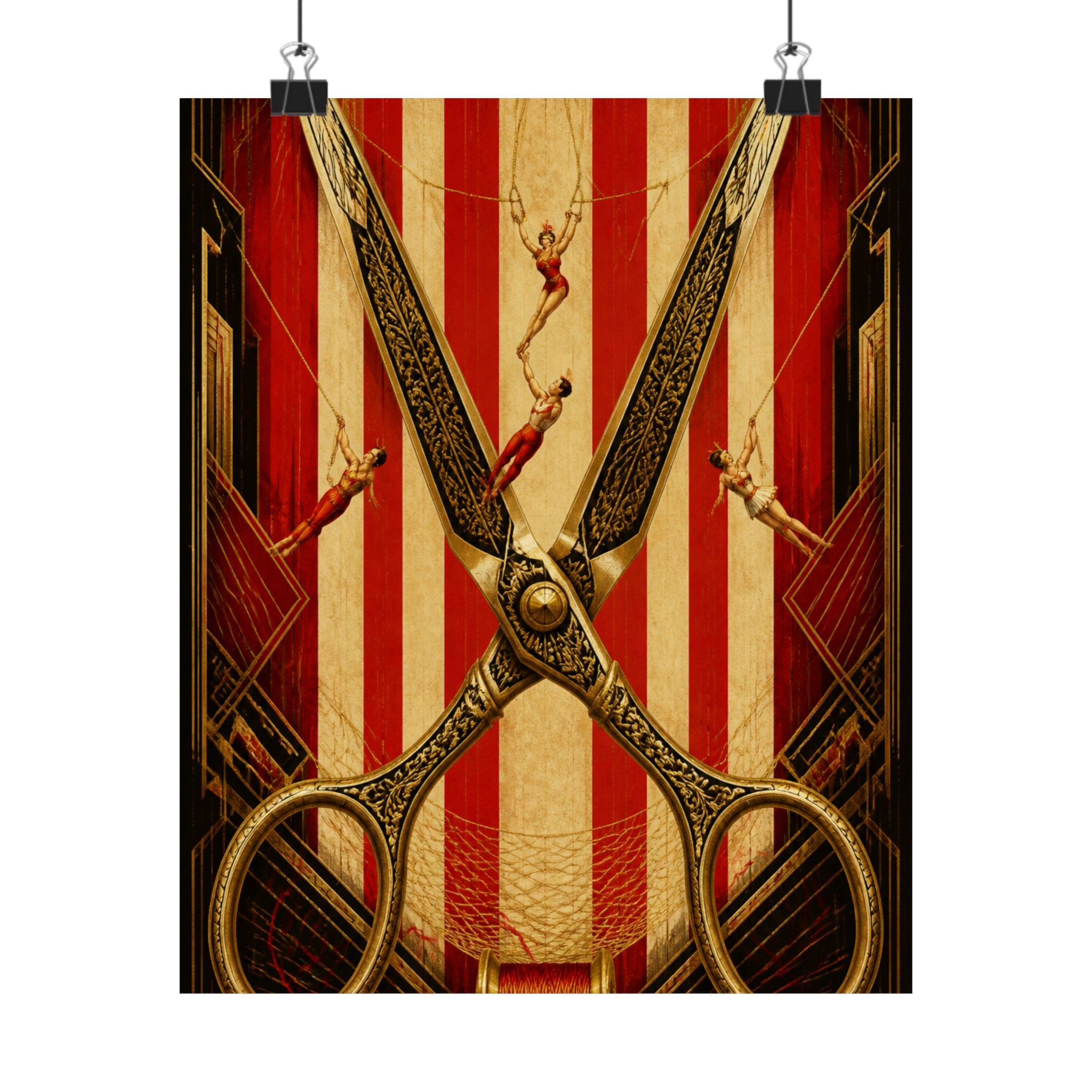 Giant Scissors Trapeze Wall Art Poster 18×24 Art Deco Entryway Decor Maximalist Print