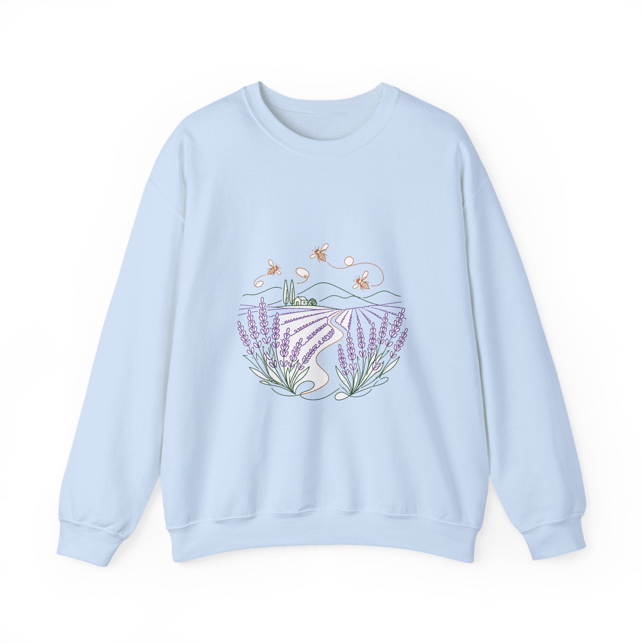 Matching Couple Sweatshirt - Lavender Fields & Canyon Matching Couple Premium Fleece Sweatshirt Minimalist Art His Hers Christmas Gift - Design A