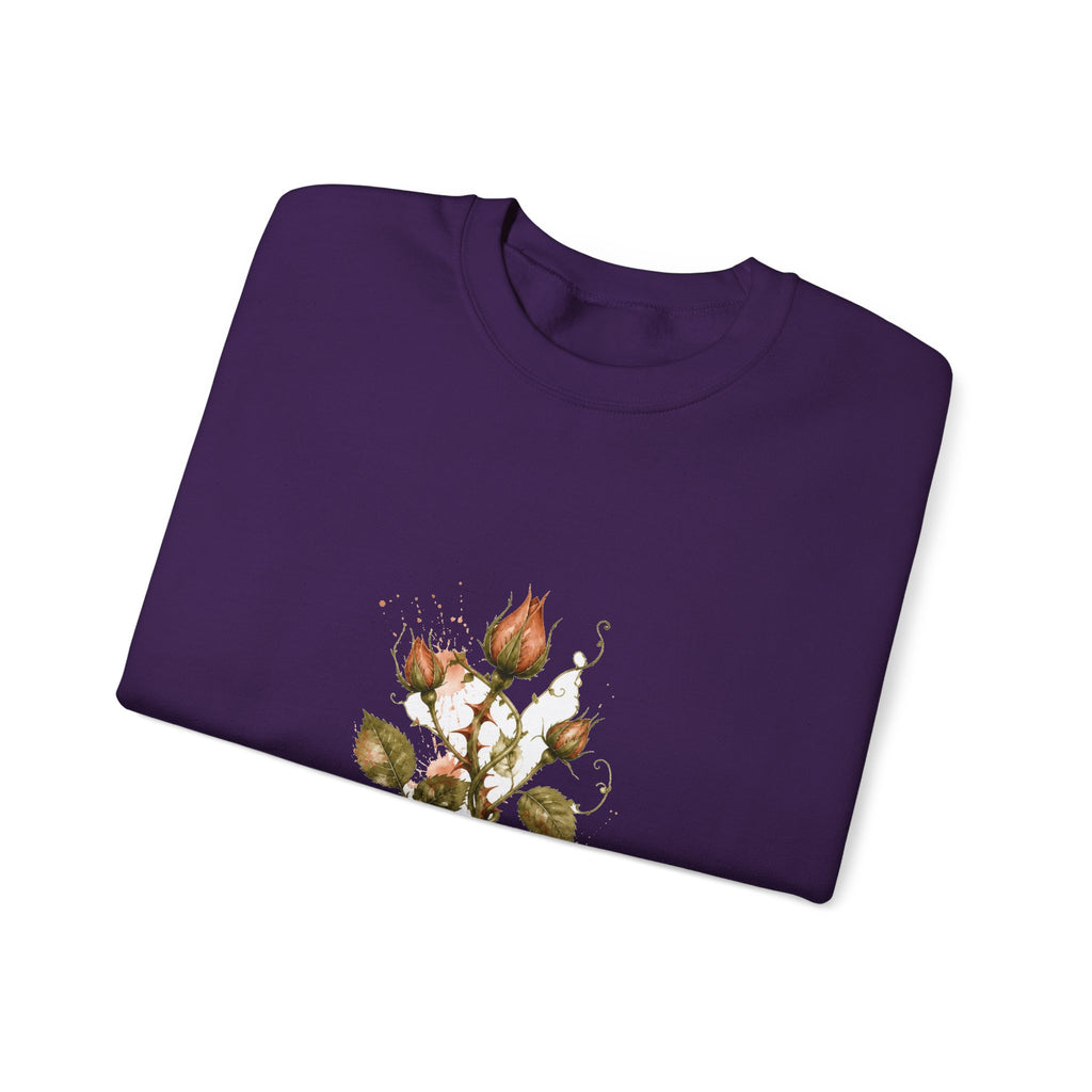 Matching Couple Sweatshirt - Rose & Thorn Matching Couple Premium Fleece Sweatshirt Watercolor Art His Hers Birthday Gift - Design B