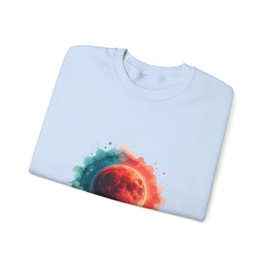 Matching Couple Sweatshirt - Solar & Lunar Eclipse Matching Couple Crewneck Sweatshirt Watercolor Art His Hers Engagement Gift - Design B