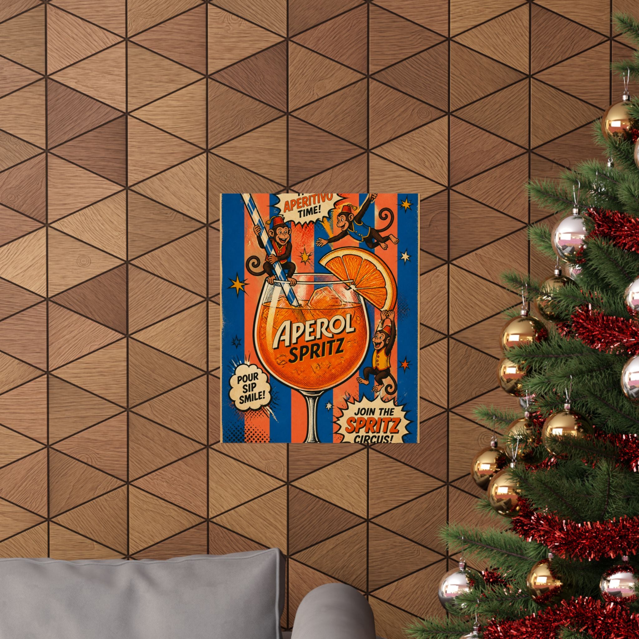 Aperol Spritz Monkeys Wall Art Poster 18×24 Pop Art Living Room Decor Maximalist Print