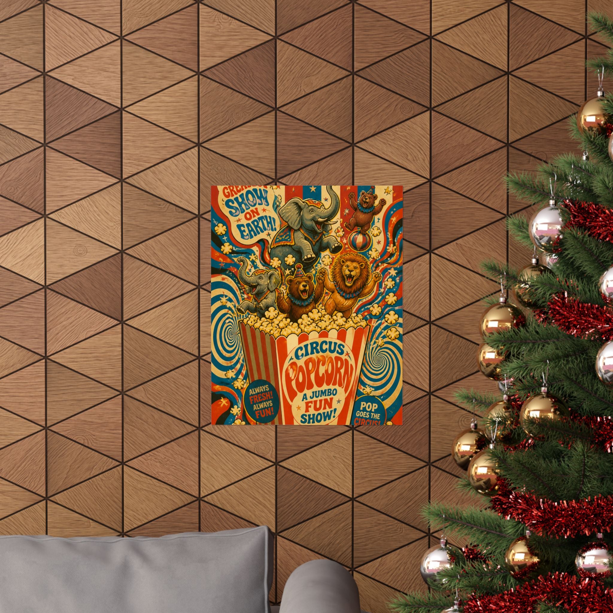 Popcorn Box Animals Wall Art Poster 24×36 Psychedelic Dining Room Decor Maximalist Print