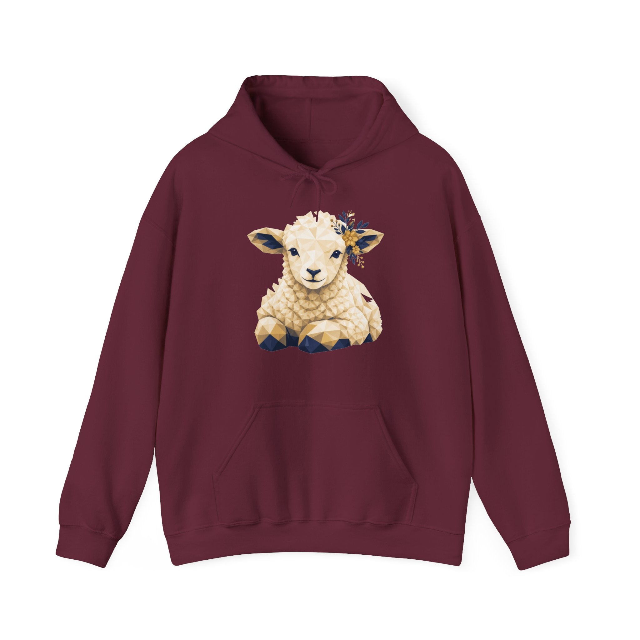 Matching Couple Sweatshirt - Lion & Lamb Matching Couple Hooded Sweatshirt Geometric Art His Hers Couple Gift - Design B