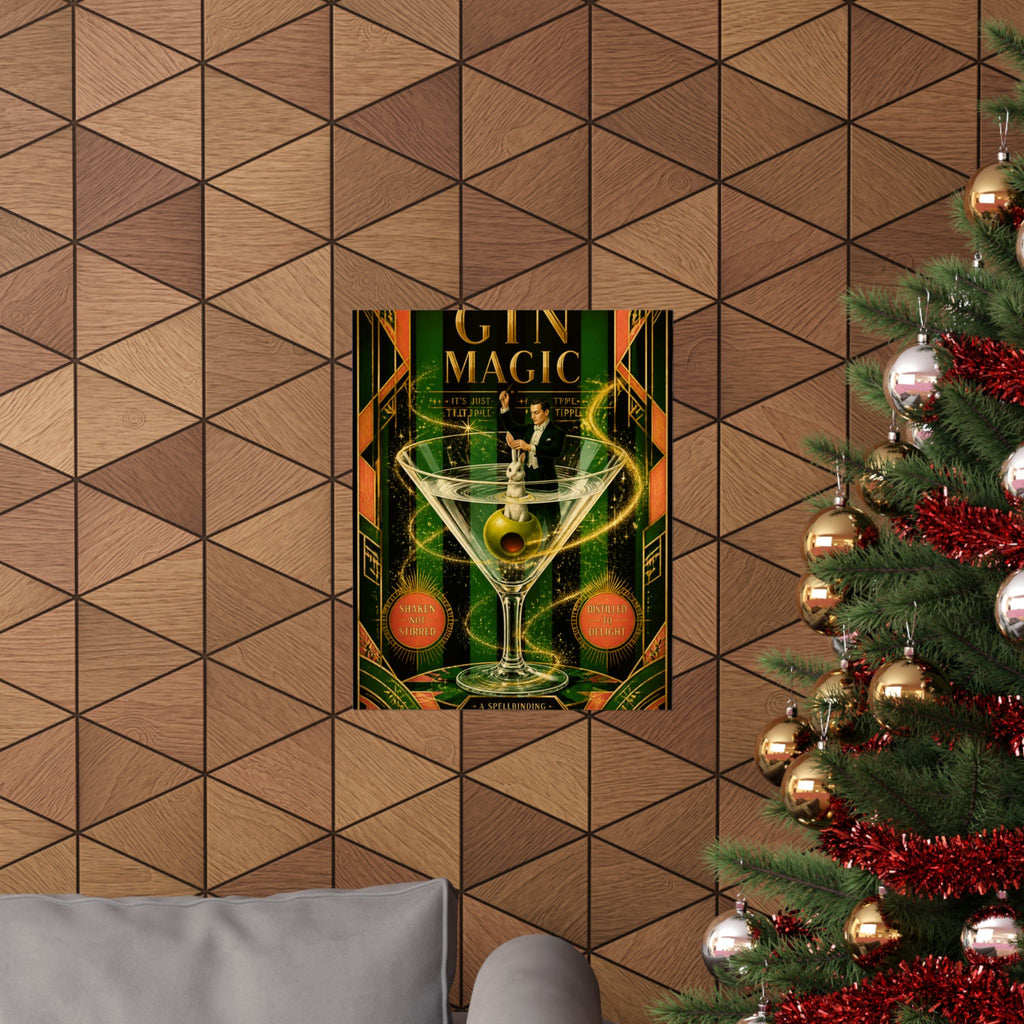 Martini Magician Wall Art Poster 24×36 Art Deco Bar Area Decor Maximalist Print