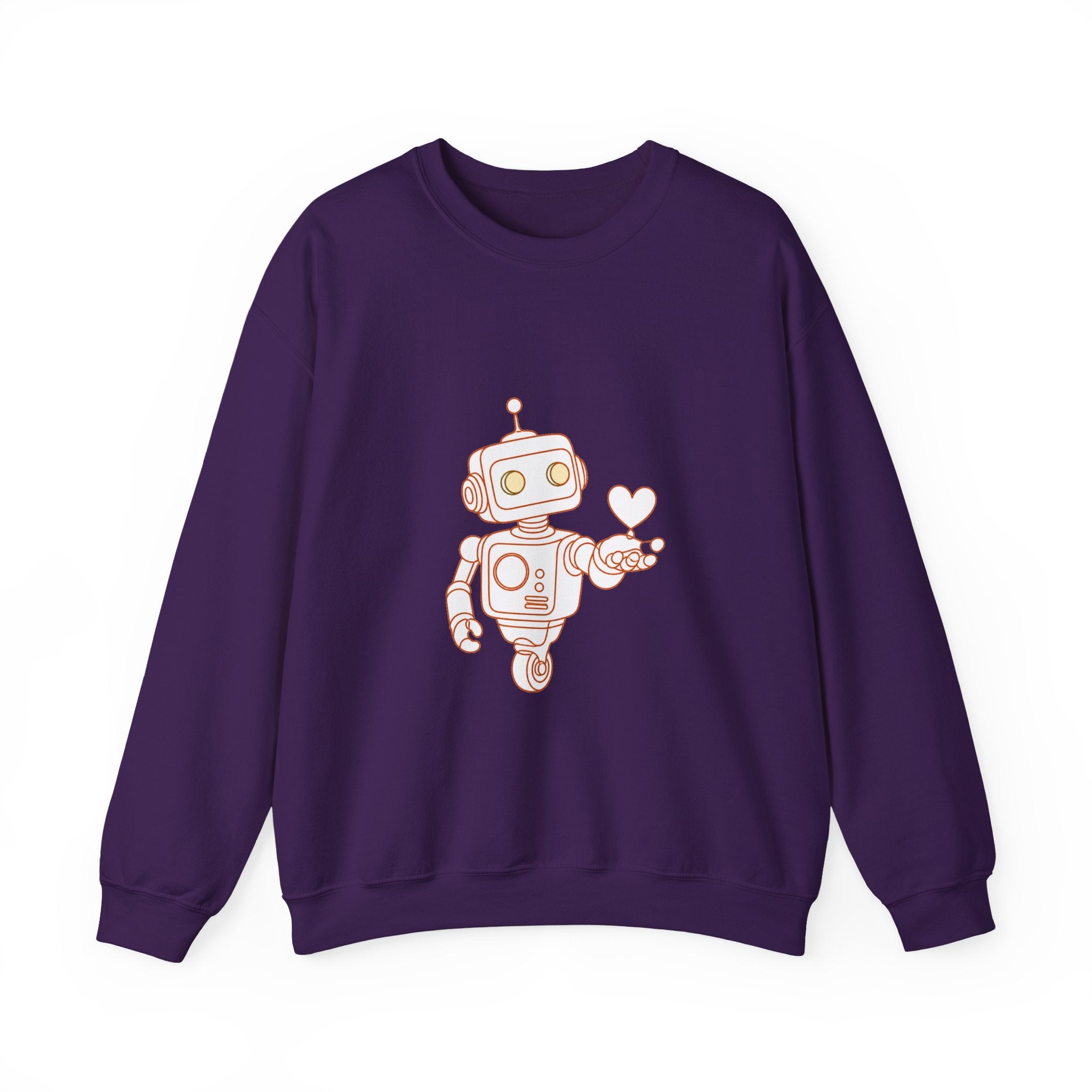 Matching Couple Sweatshirt - Robot & Heart Matching Couple Crewneck Sweatshirt Minimalist Art His Hers Valentine Gift - Design A