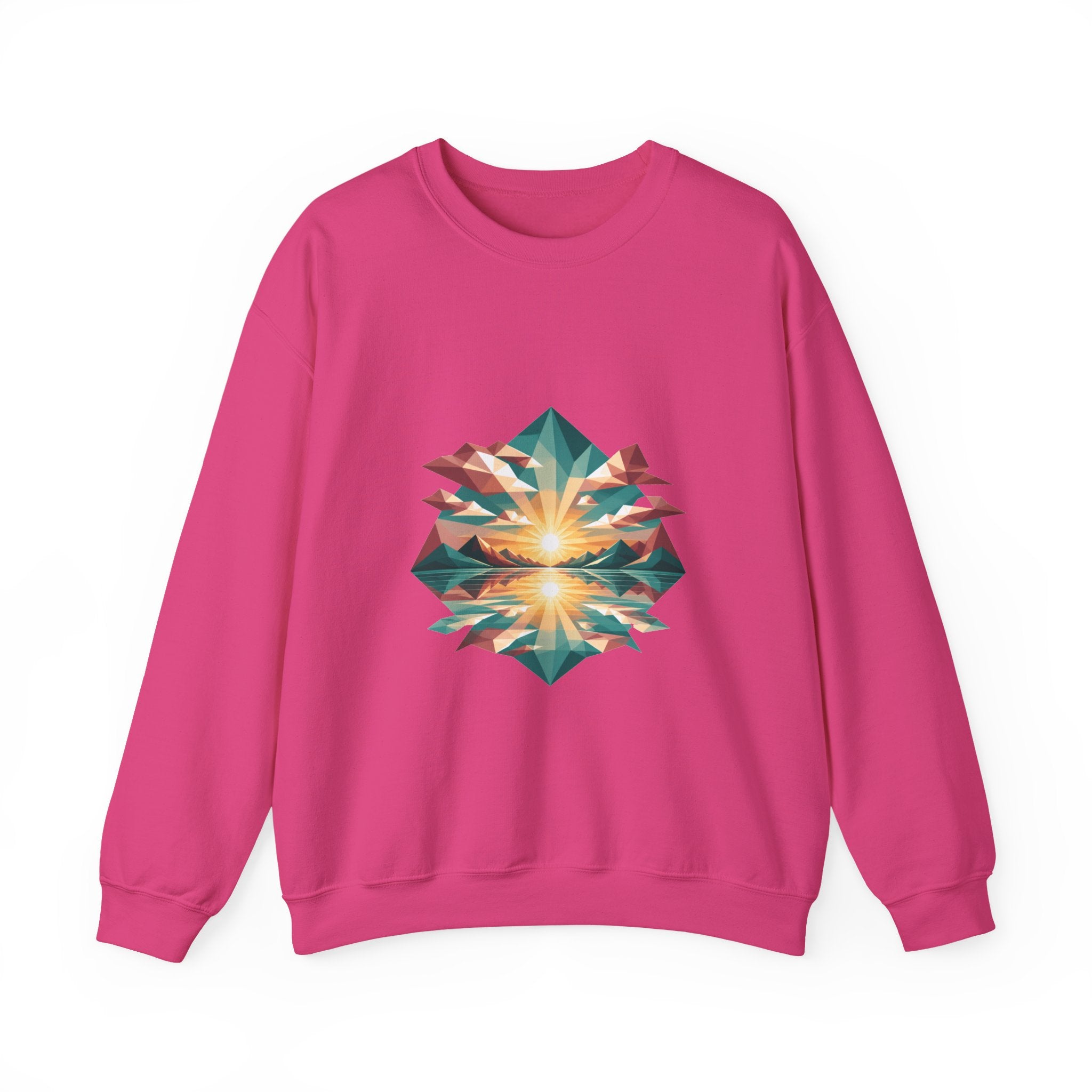 Matching Couple Sweatshirt - Sunrise & Sunset Matching Couple Premium Fleece Sweatshirt Geometric Art His Hers Love Gift - Design A