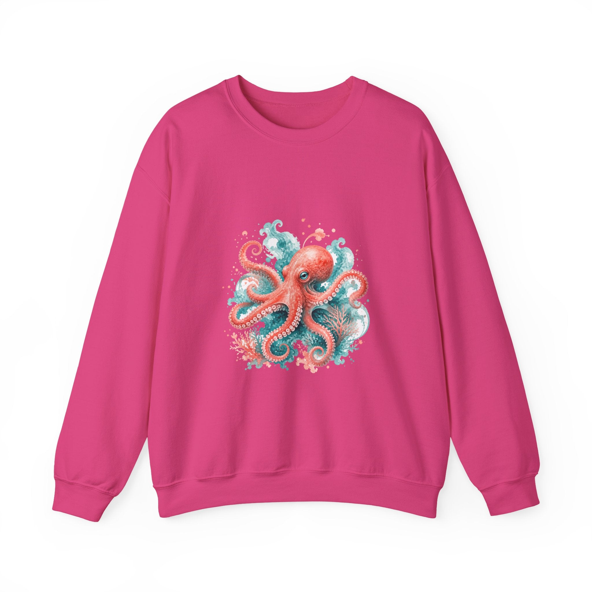 Matching Couple Sweatshirt - Octopus & Jellyfish Matching Couple Premium Fleece Sweatshirt Watercolor Art His Hers Birthday Gift - Design A