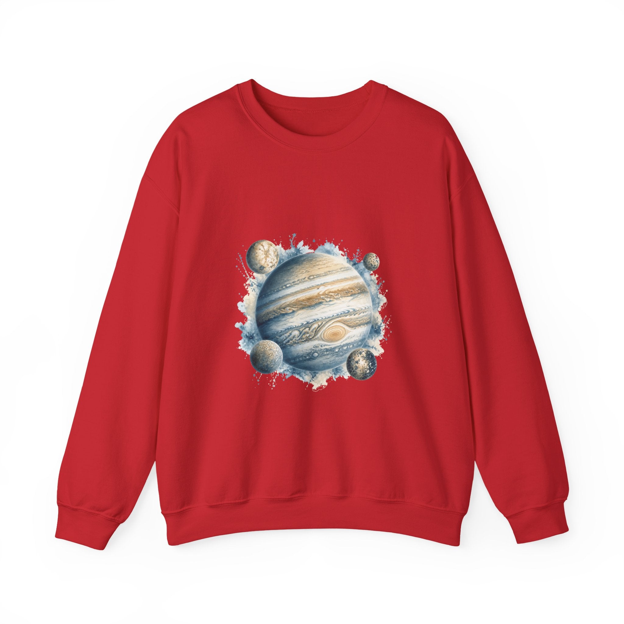Matching Couple Sweatshirt - Saturn & Jupiter Matching Couple Crewneck Sweatshirt Watercolor Art His Hers Engagement Gift - Design B