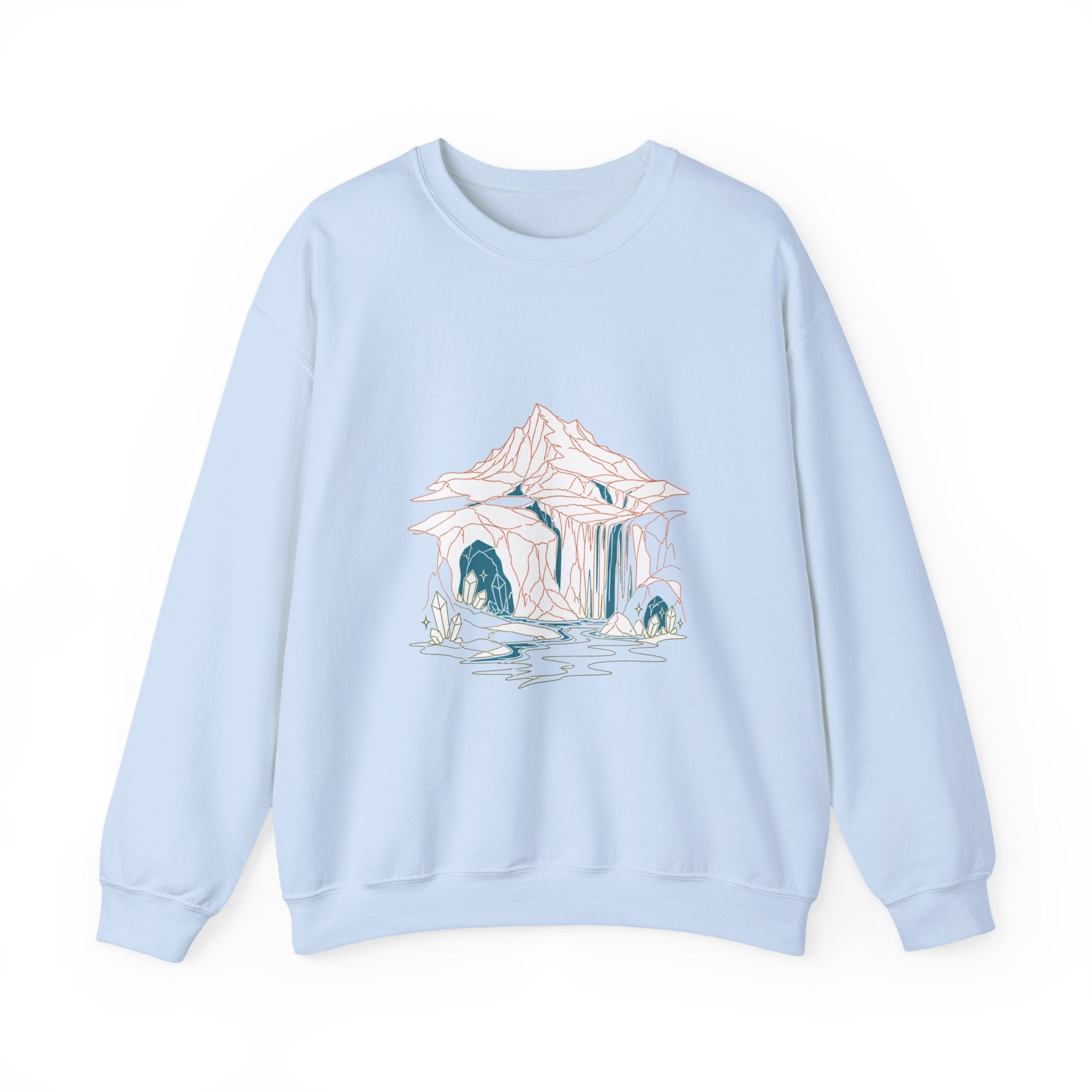 Matching Couple Sweatshirt - Volcano & Glacier Matching Couple Crewneck Sweatshirt Minimalist Art His Hers Valentine Gift - Design B