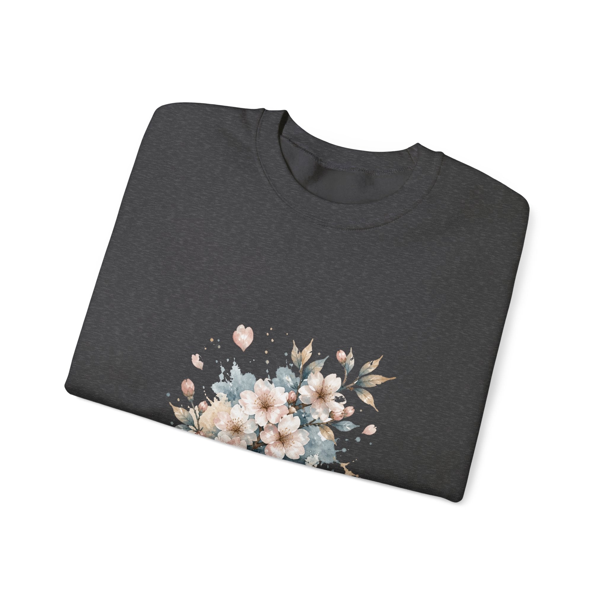 Matching Couple Sweatshirt - Cherry Blossom & Maple Leaf Matching Couple Crewneck Sweatshirt Watercolor Art His Hers Engagement Gift - Design A