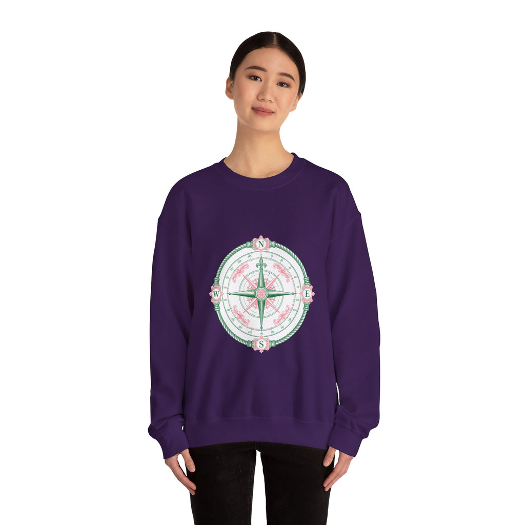 Matching Couple Sweatshirt - Compass North & South Matching Couple Premium Fleece Sweatshirt Vintage Art His Hers Honeymoon Gift - Design A
