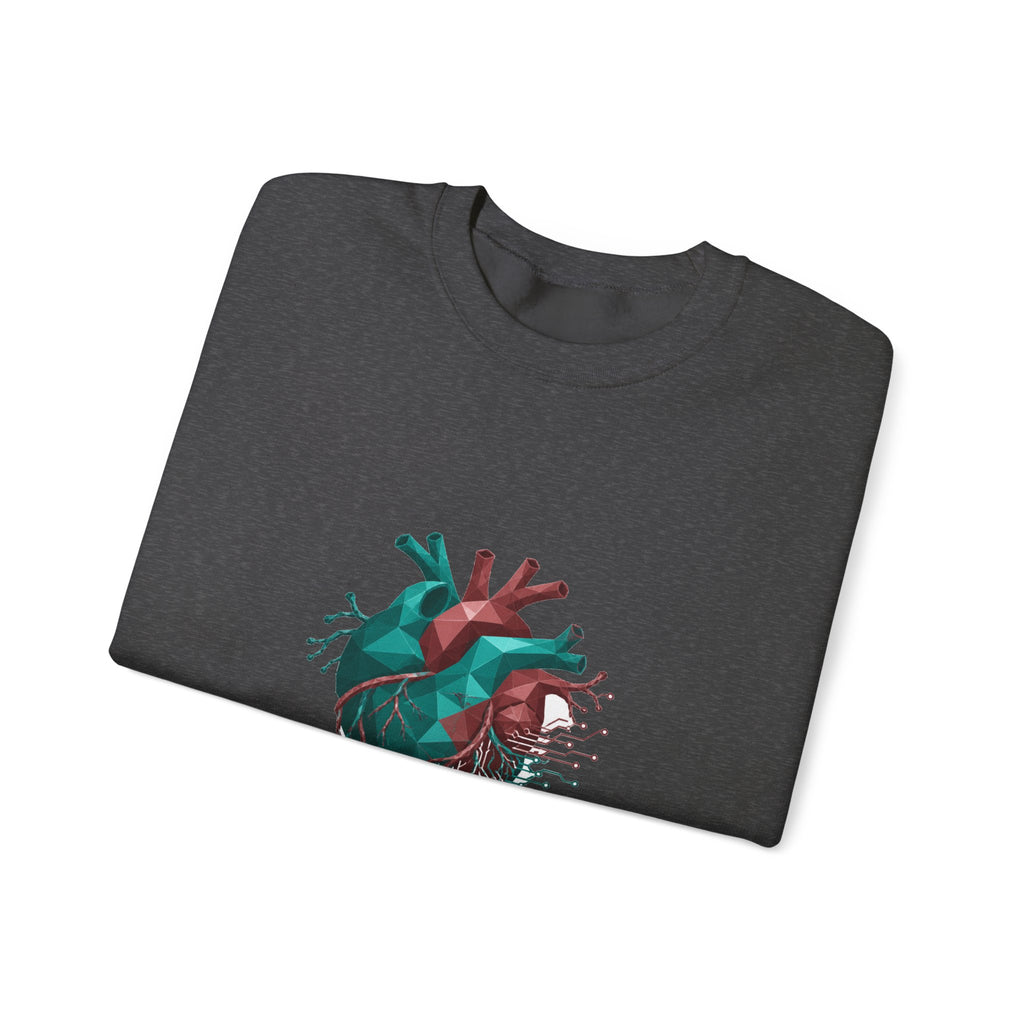 Matching Couple Sweatshirt - Robot & Heart Matching Couple Comfort Colors Crew Geometric Art His Hers Love Gift - Design B