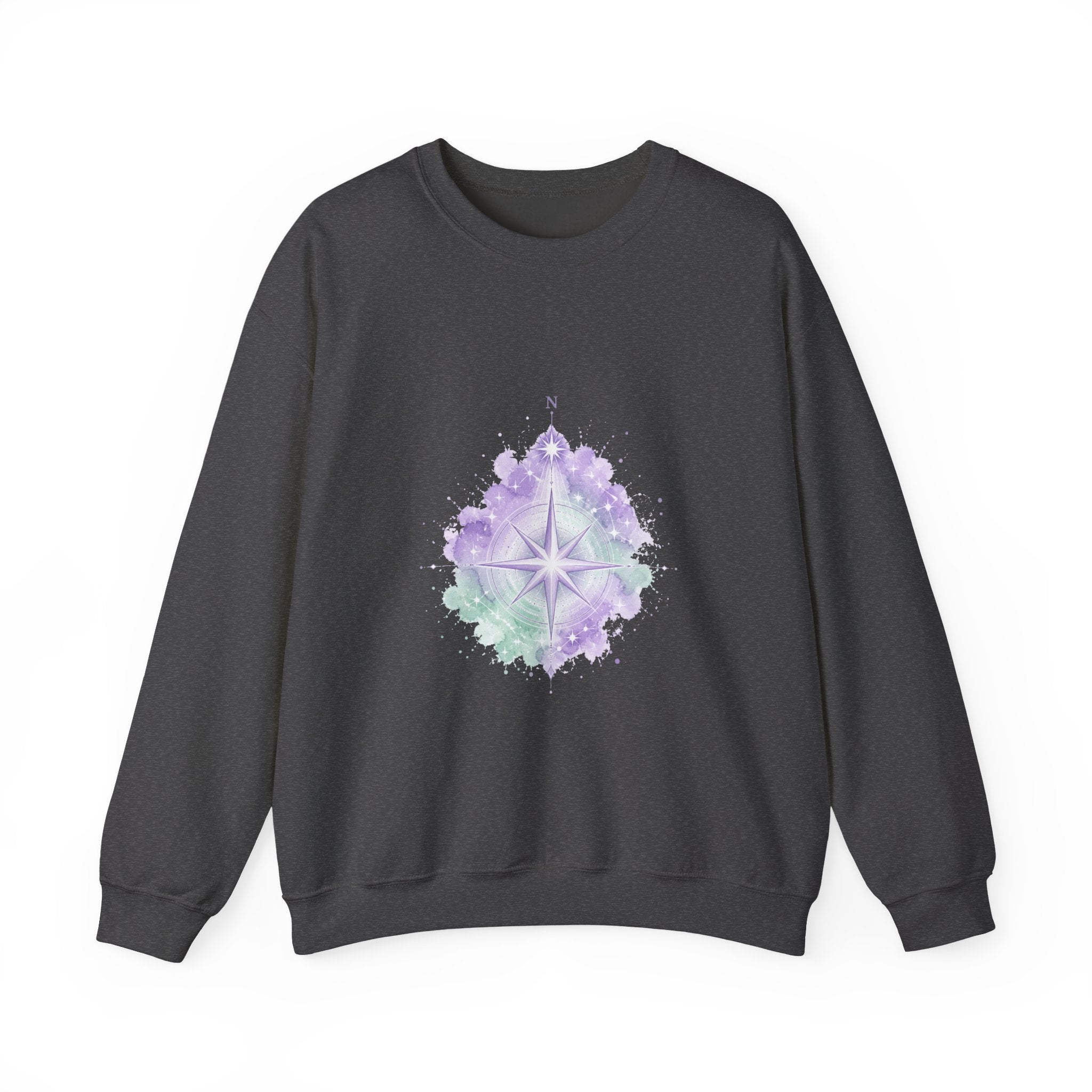 Matching Couple Sweatshirt - Shooting Star & North Star Matching Couple Crewneck Sweatshirt Watercolor Art His Hers Engagement Gift - Design B
