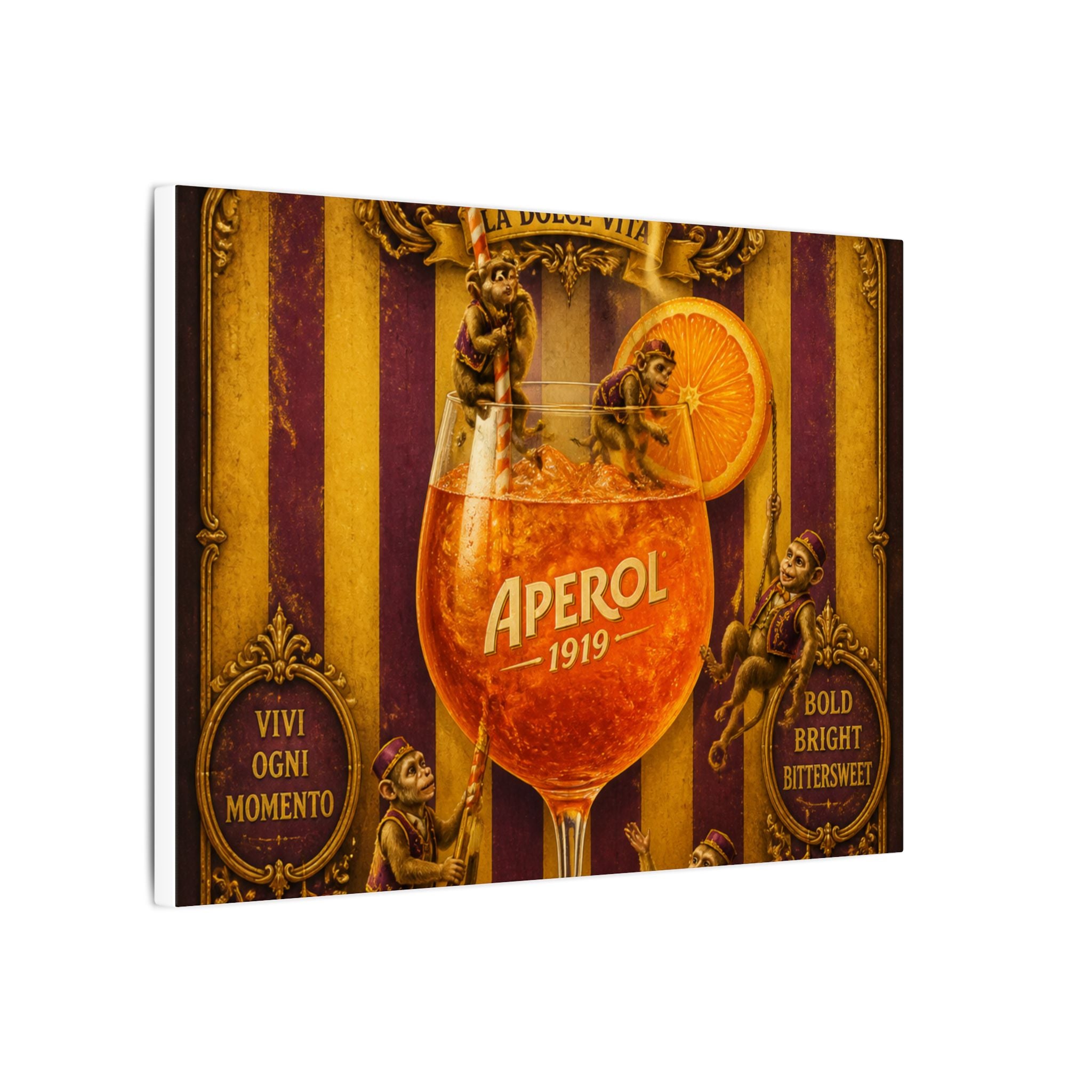 Aperol Spritz Monkeys Wall Art Canvas 24×36 Baroque Studio Decor Maximalist Print