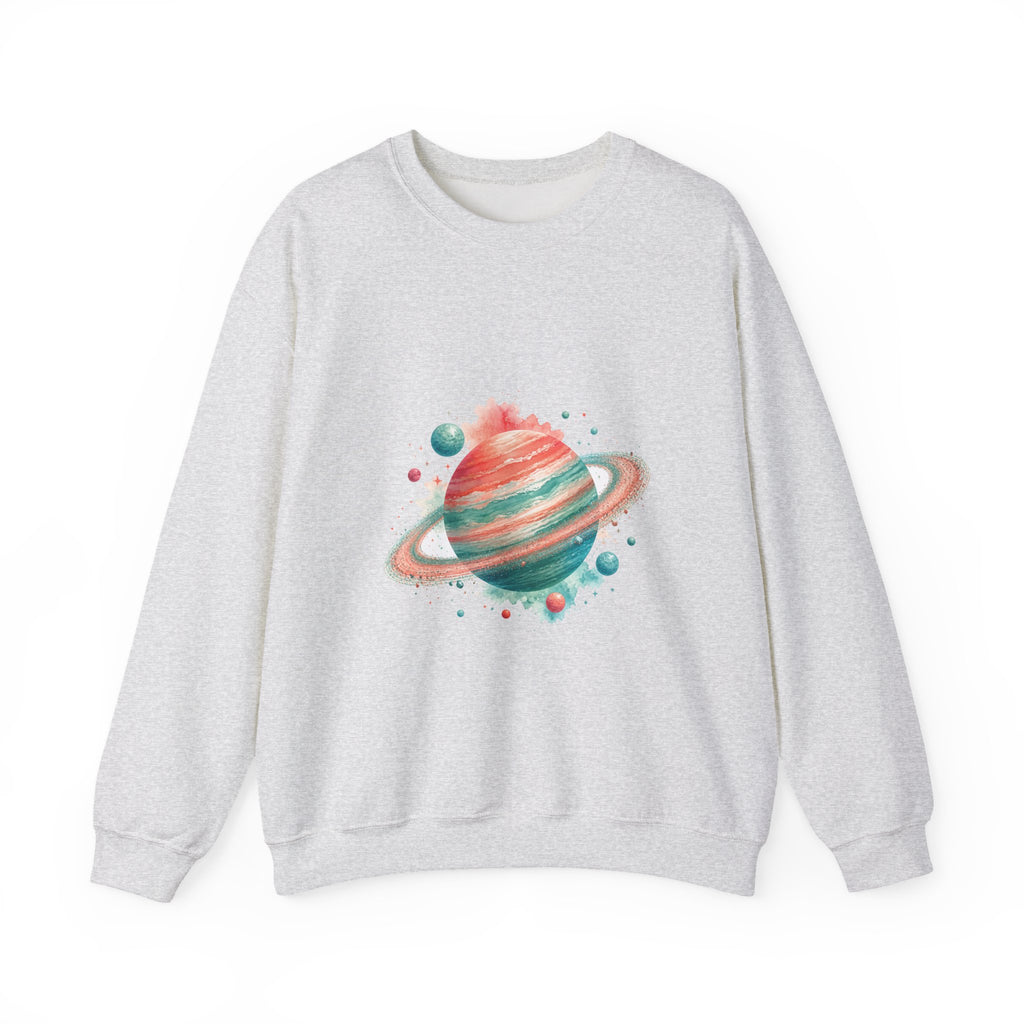 Matching Couple Sweatshirt - Astronaut & Planet Matching Couple Premium Fleece Sweatshirt Watercolor Art His Hers Birthday Gift - Design B