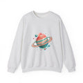 Matching Couple Sweatshirt - Astronaut & Planet Matching Couple Premium Fleece Sweatshirt Watercolor Art His Hers Birthday Gift - Design B