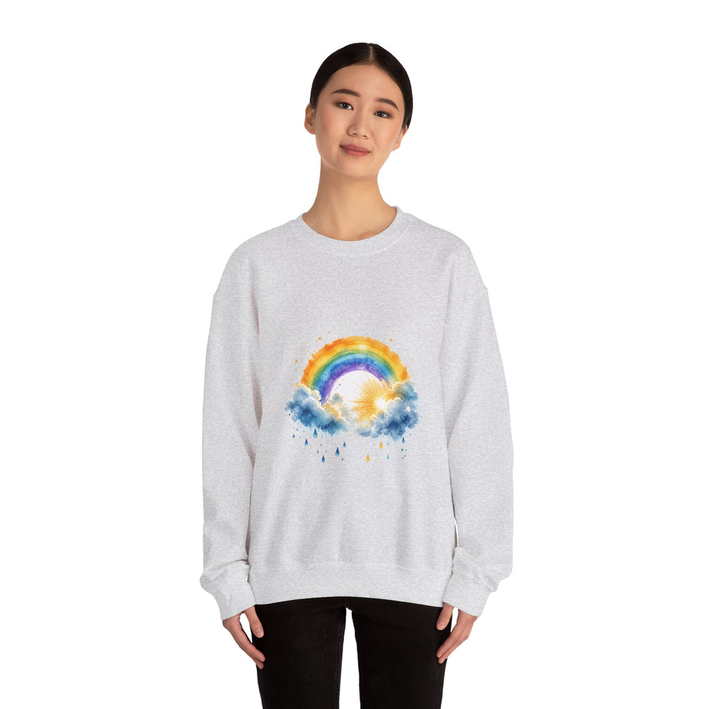 Matching Couple Sweatshirt - Storm & Rainbow Matching Couple Premium Fleece Sweatshirt Watercolor Art His Hers Birthday Gift - Design B