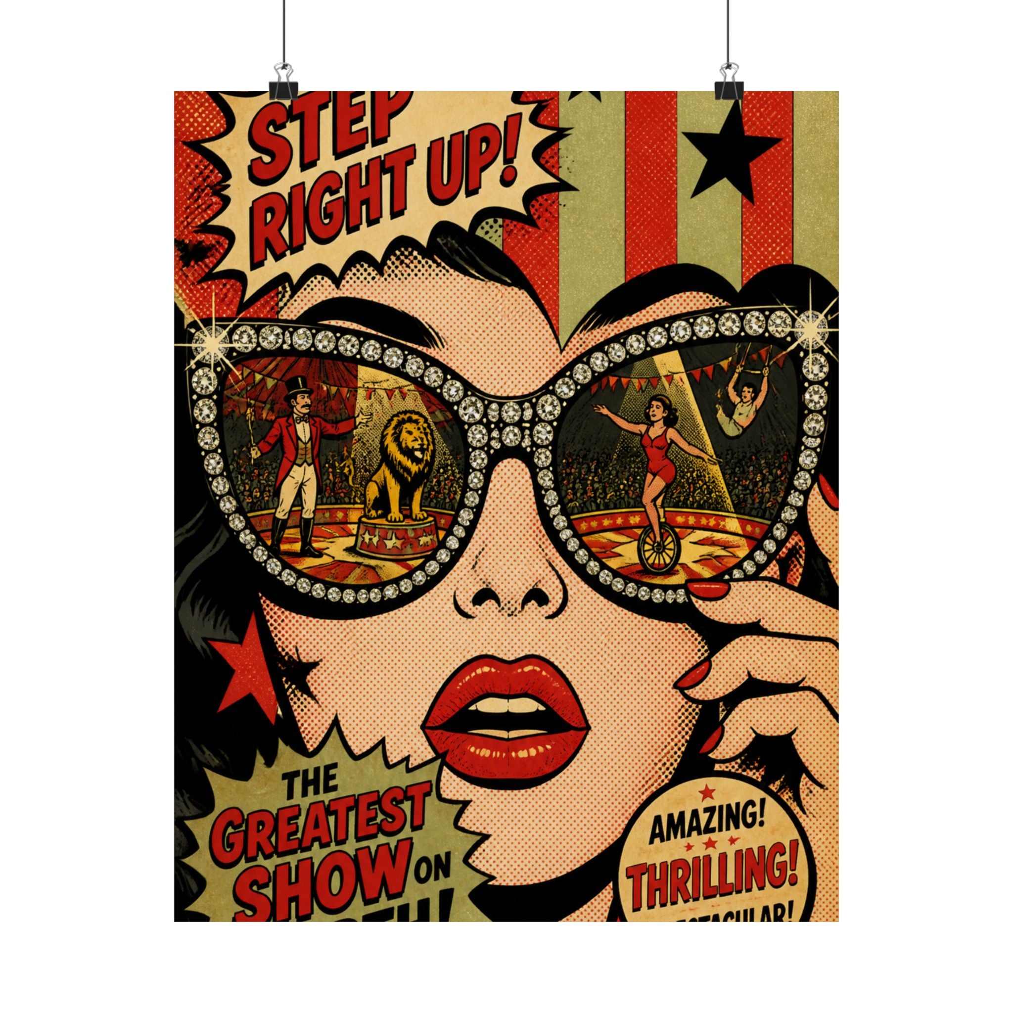 Sunglasses Circus Ring Wall Art Poster 24×36 Pop Art Restaurant Decor Maximalist Print