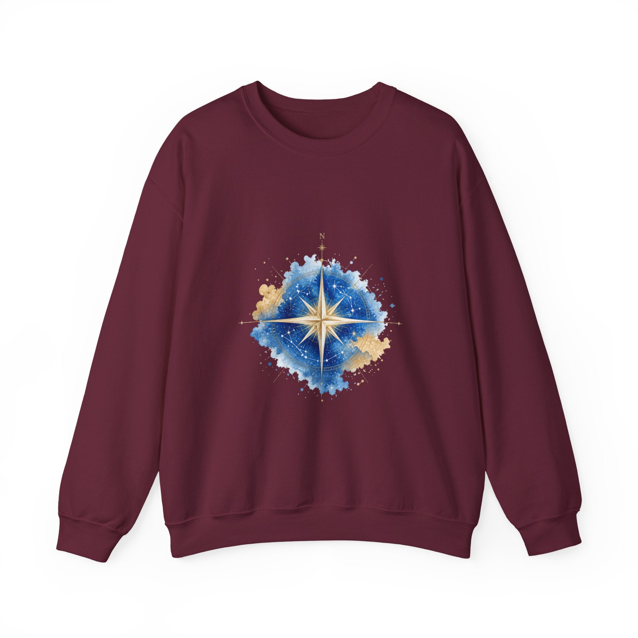 Matching Couple Sweatshirt - Shooting Star & North Star Matching Couple Premium Fleece Sweatshirt Watercolor Art His Hers Birthday Gift - Design B