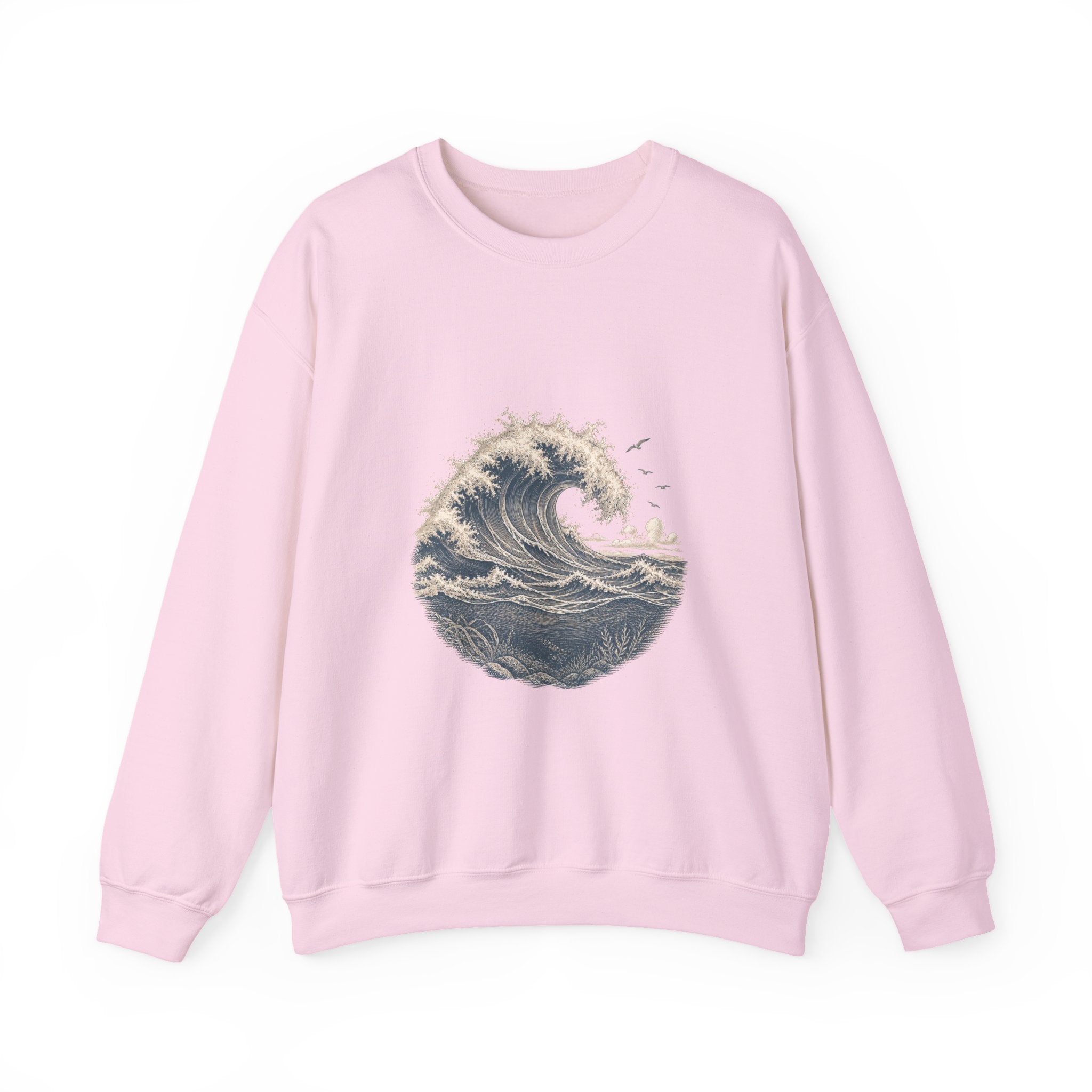 Matching Couple Sweatshirt - Mountain & Ocean Matching Couple Crewneck Sweatshirt Vintage Art His Hers Wedding Gift - Design B
