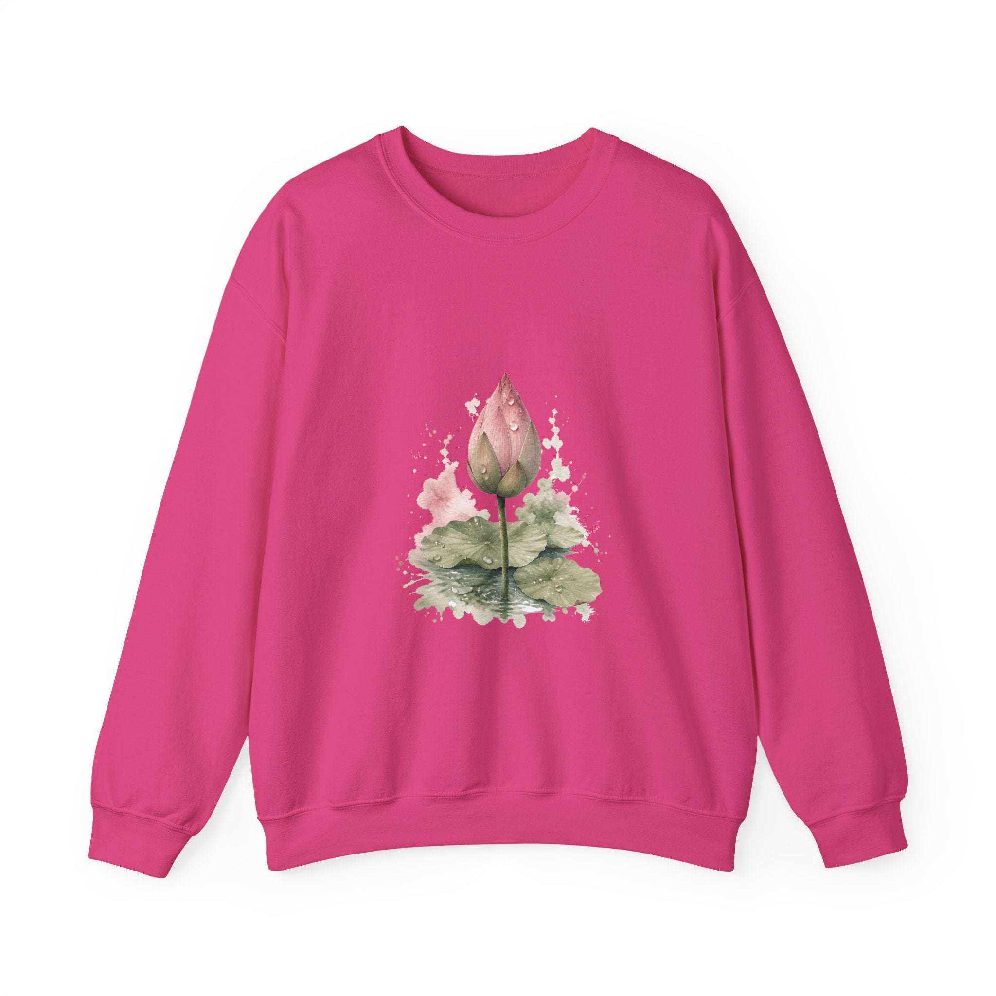 Matching Couple Sweatshirt - Open & Closed Lotus Matching Couple Premium Fleece Sweatshirt Watercolor Art His Hers Birthday Gift - Design B