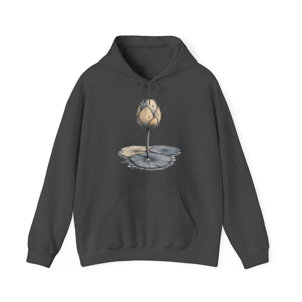 Matching Couple Sweatshirt - Open & Closed Lotus Matching Couple Hooded Sweatshirt Hand-Drawn Art His Hers Best Friend Gift - Design B