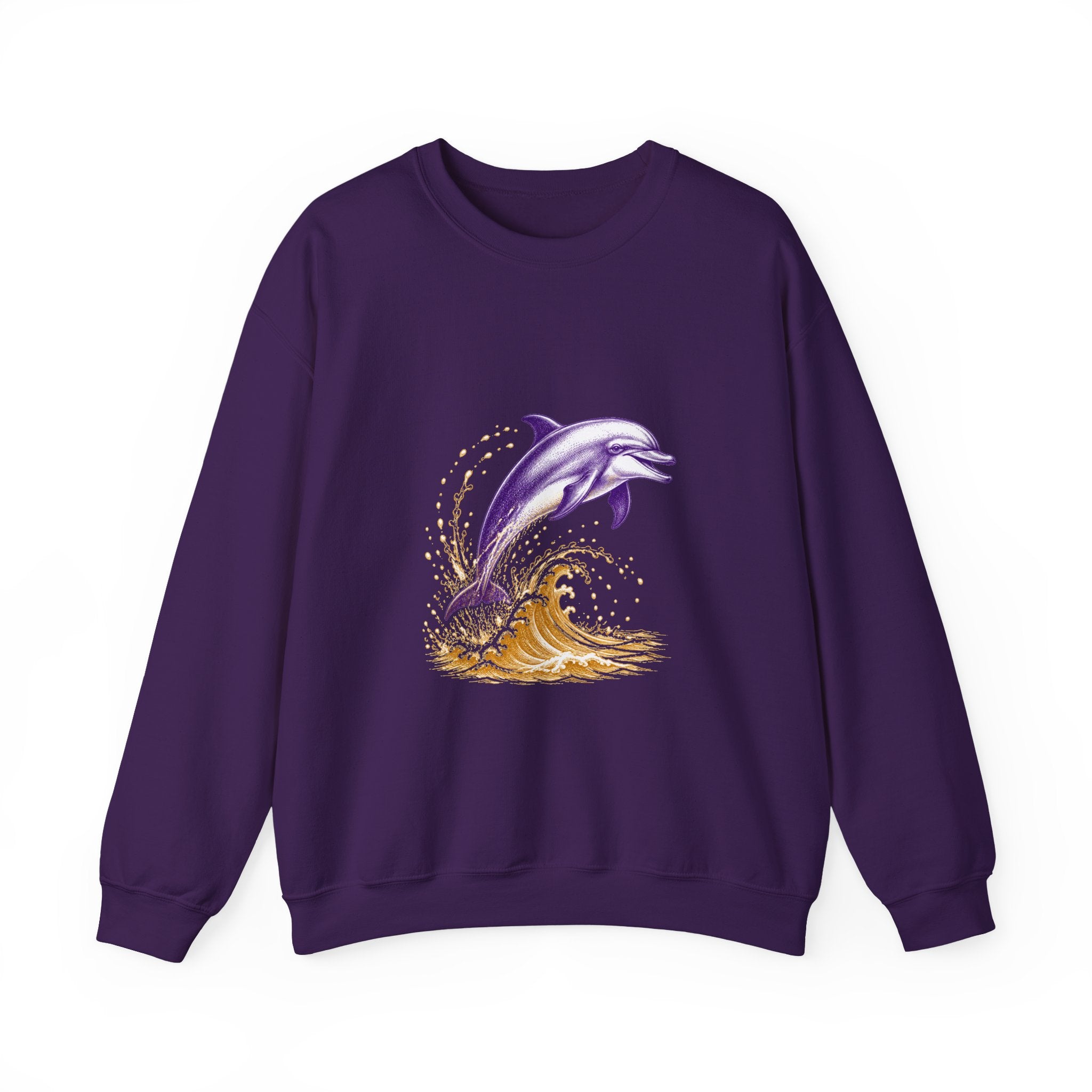 Matching Couple Sweatshirt - Shark & Dolphin Matching Couple Crewneck Sweatshirt Vintage Art His Hers Wedding Gift - Design B