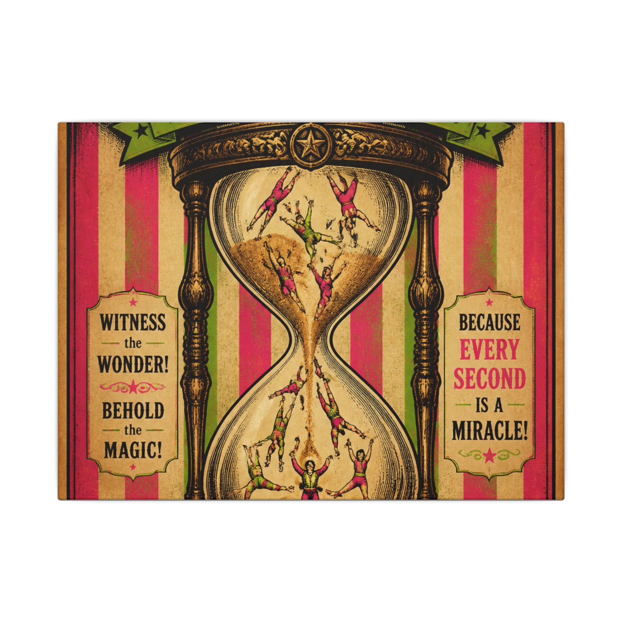Hourglass Acrobats Wall Art Canvas 24×36 Vintage Circus Bedroom Decor Maximalist Print