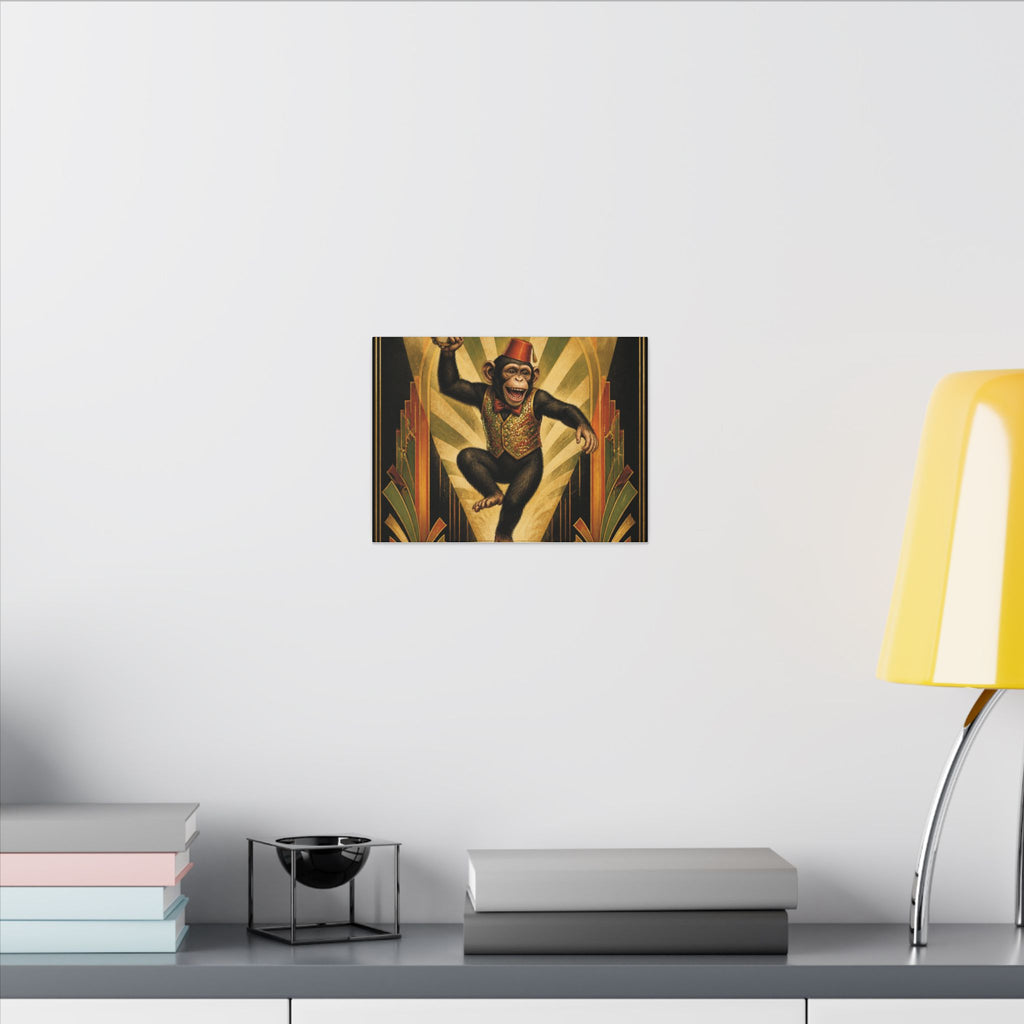 Dancing Monkey Wall Art Canvas 16×20 Art Deco Entryway Decor Maximalist Print