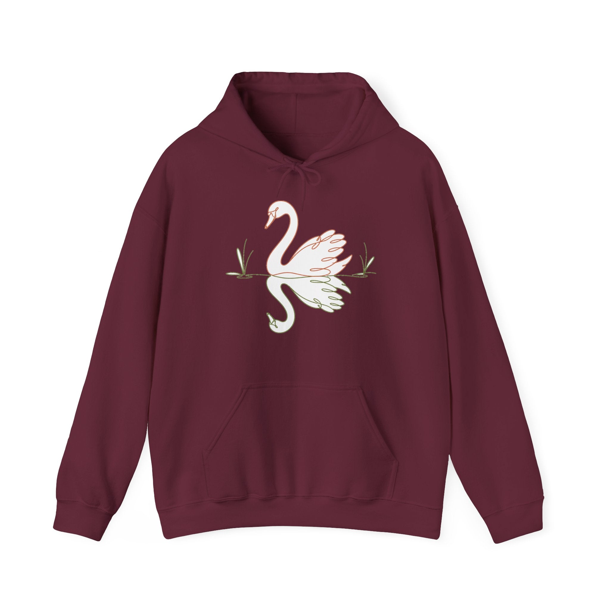 Matching Couple Sweatshirt - Raven & Swan Matching Couple Hooded Sweatshirt Minimalist Art His Hers Valentine Gift - Design B