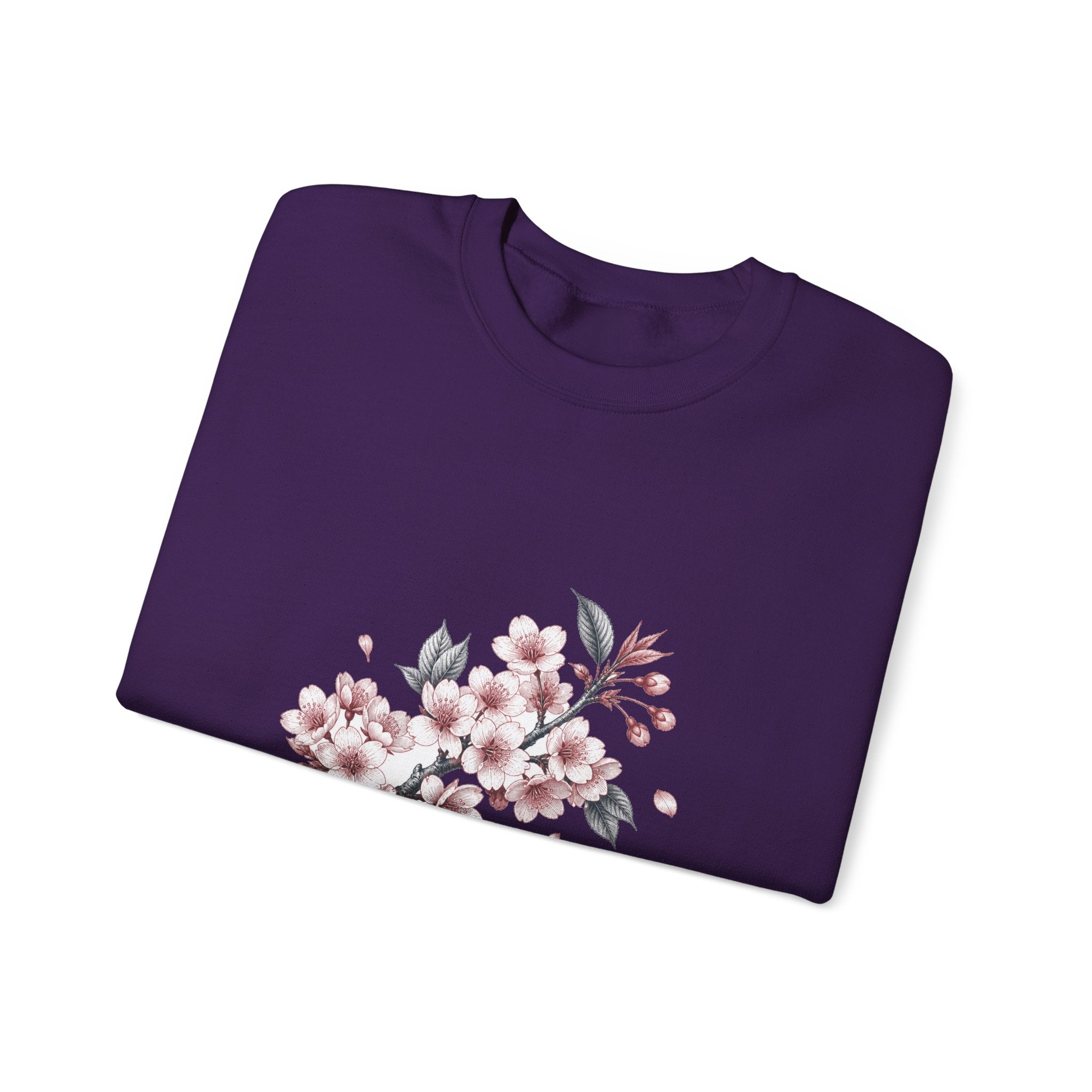 Matching Couple Sweatshirt - Cherry Blossom & Maple Leaf Matching Couple Crewneck Sweatshirt Vintage Art His Hers Wedding Gift - Design A