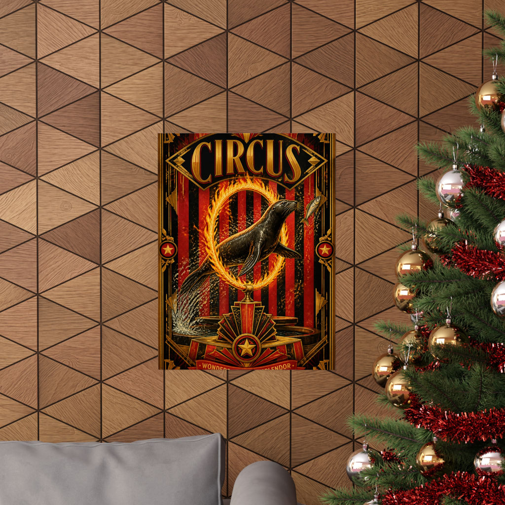Seal Fire Hoop Wall Art Poster 18×24 Art Deco Entryway Decor Maximalist Print