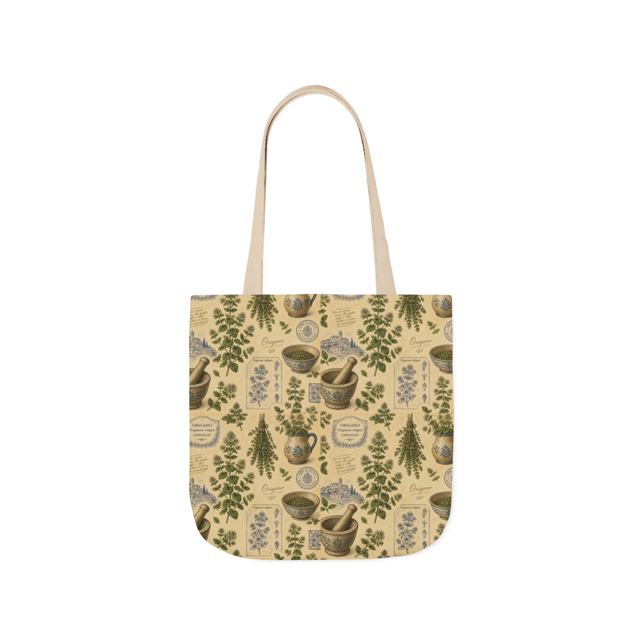 Oregano Sprigs Canvas Tote Bag Mediterranean Kitchen Botanical Design Italian Cottagecore Gift