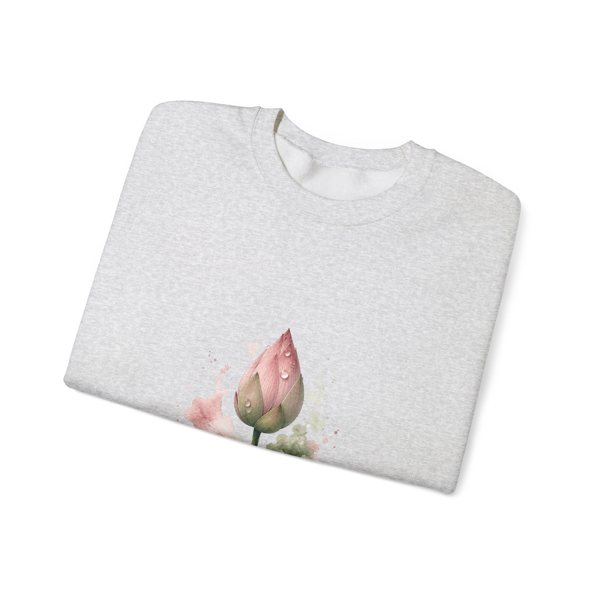 Matching Couple Sweatshirt - Open & Closed Lotus Matching Couple Premium Fleece Sweatshirt Watercolor Art His Hers Birthday Gift - Design B