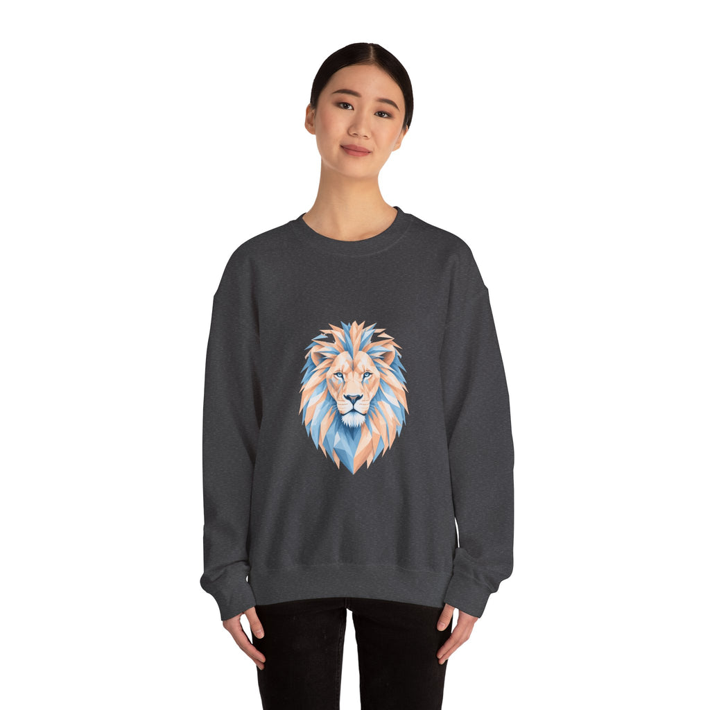 Matching Couple Sweatshirt - Lion & Lamb Matching Couple Premium Fleece Sweatshirt Geometric Art His Hers Love Gift - Design A