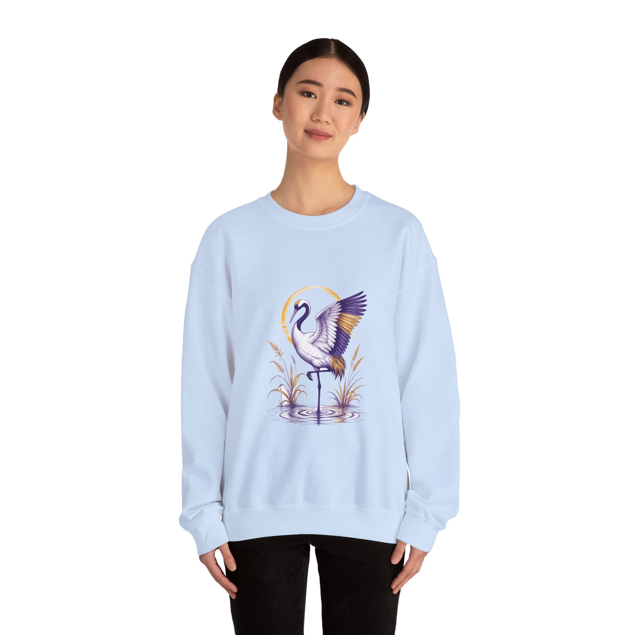 Matching Couple Sweatshirt - Tiger & Crane Matching Couple Premium Fleece Sweatshirt Hand-Drawn Art His Hers Anniversary Gift - Design B