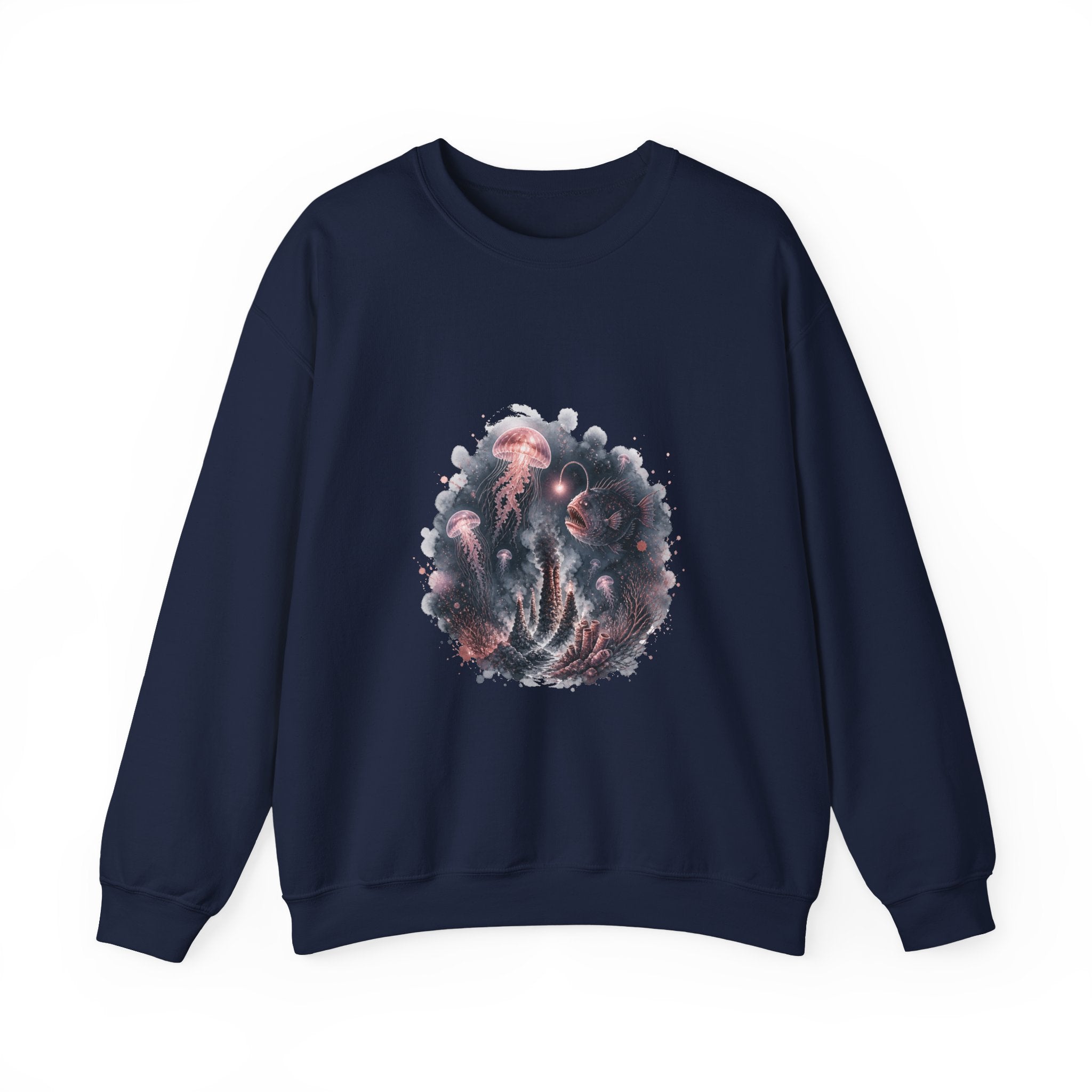Matching Couple Sweatshirt - Coral Reef & Deep Sea Matching Couple Comfort Colors Crew Watercolor Art His Hers Birthday Gift - Design B