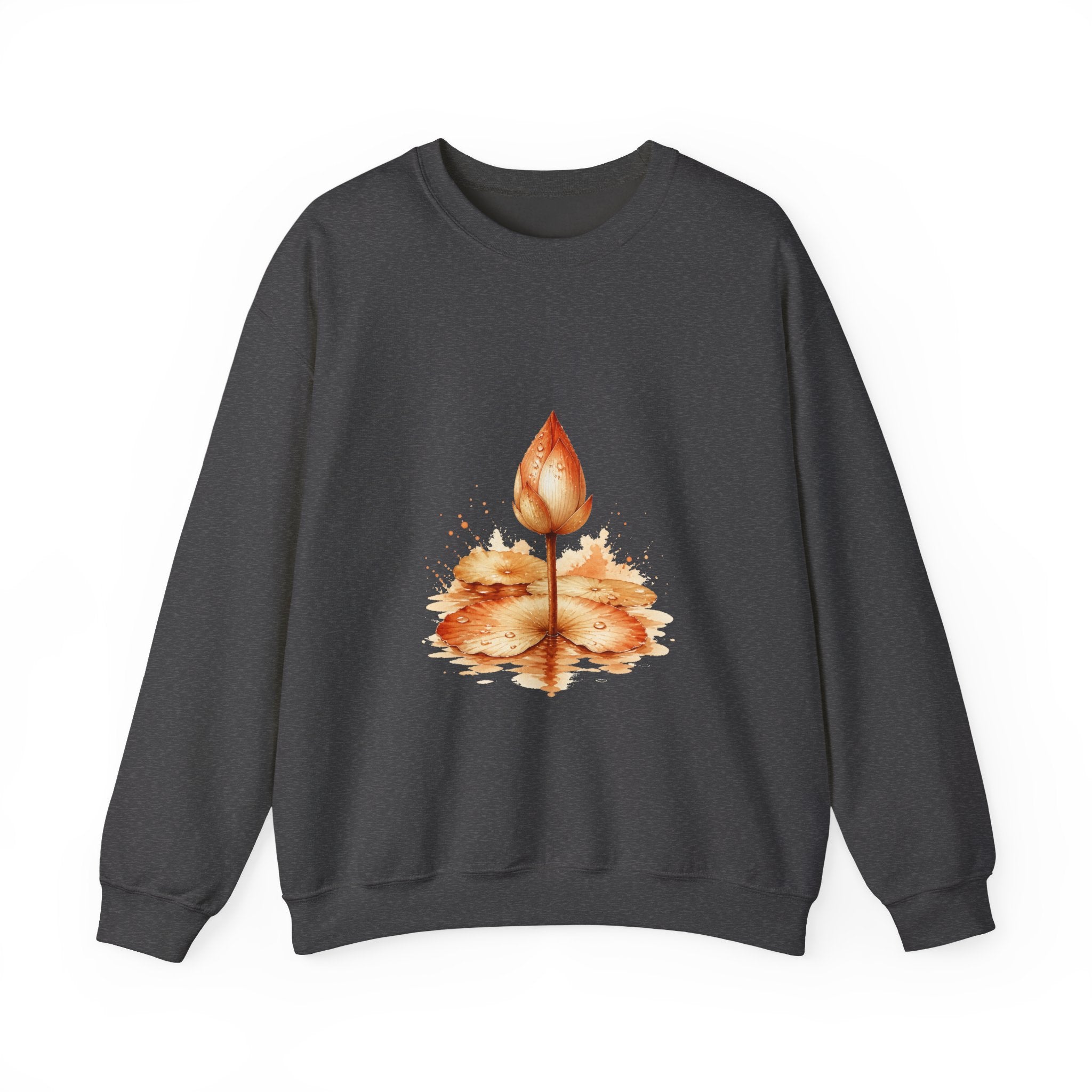 Matching Couple Sweatshirt - Open & Closed Lotus Matching Couple Comfort Colors Crew Watercolor Art His Hers Birthday Gift - Design B
