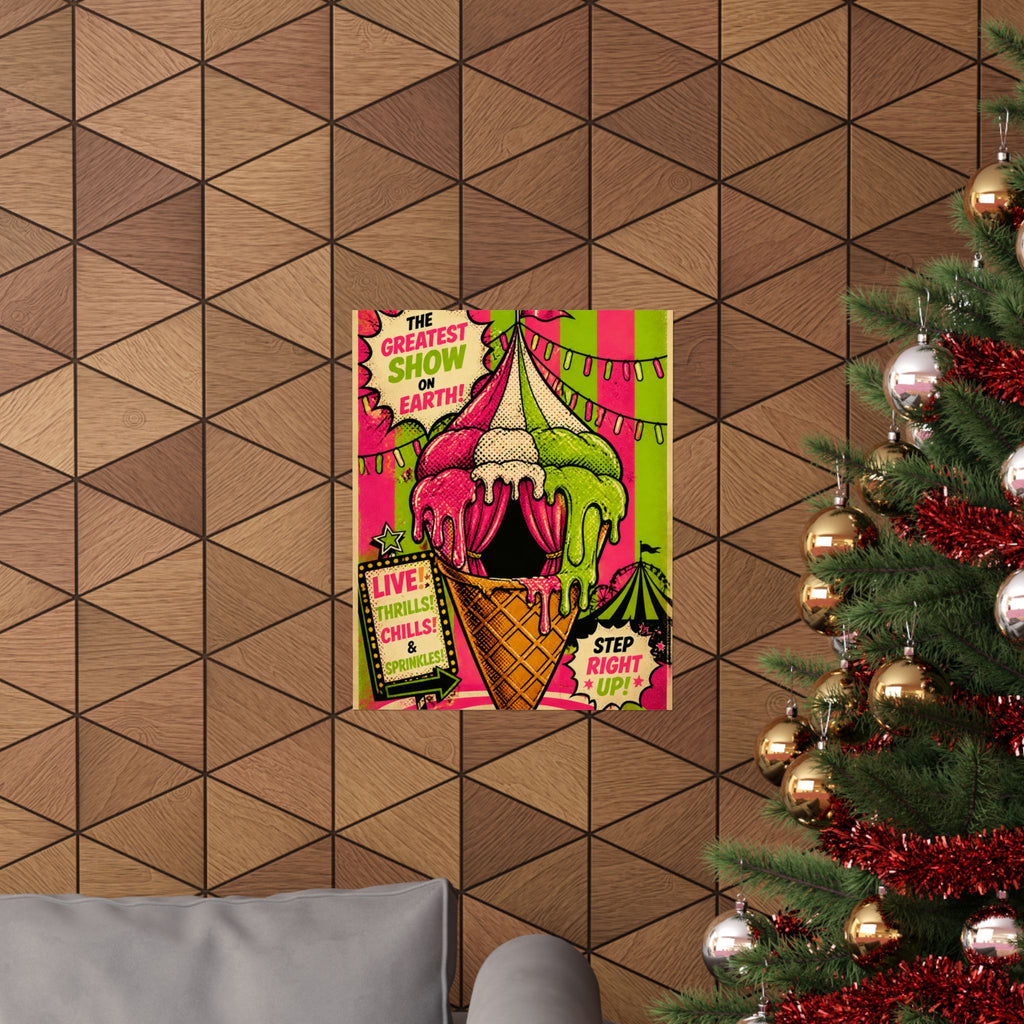 Ice Cream Cone Circus Tent Wall Art Poster 24×36 Pop Art Restaurant Decor Maximalist Print