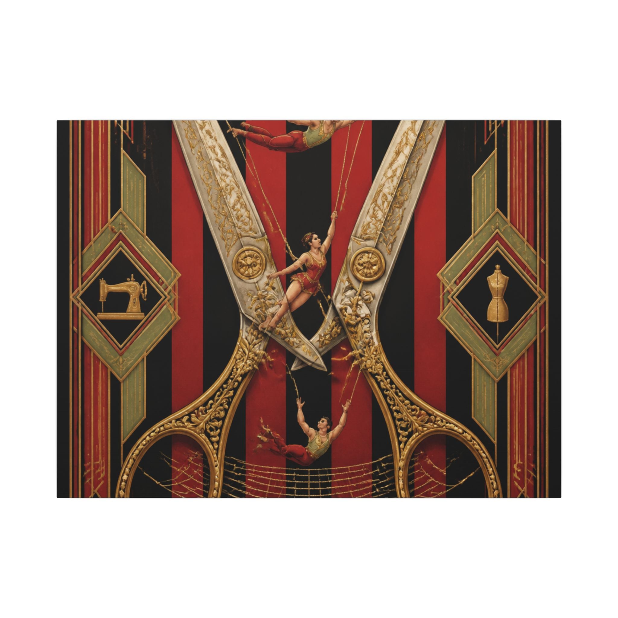 Giant Scissors Trapeze Wall Art Canvas 24×36 Art Deco Bar Area Decor Maximalist Print
