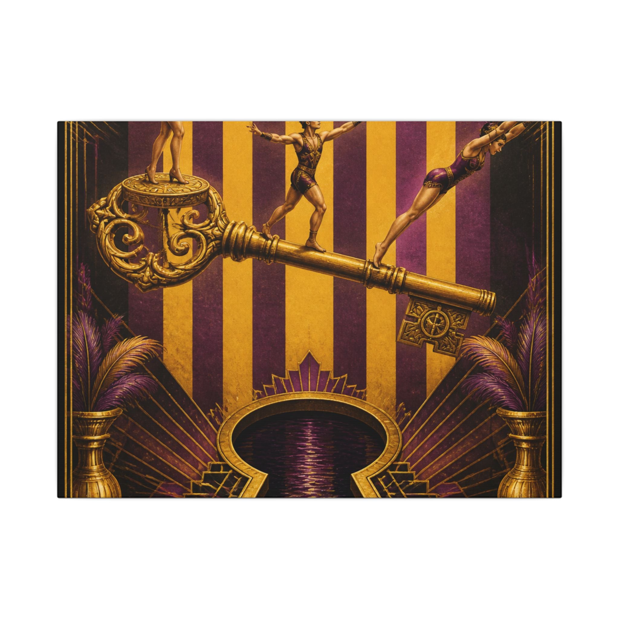 Giant Key Performance Wall Art Canvas 24×36 Art Deco Bar Area Decor Maximalist Print