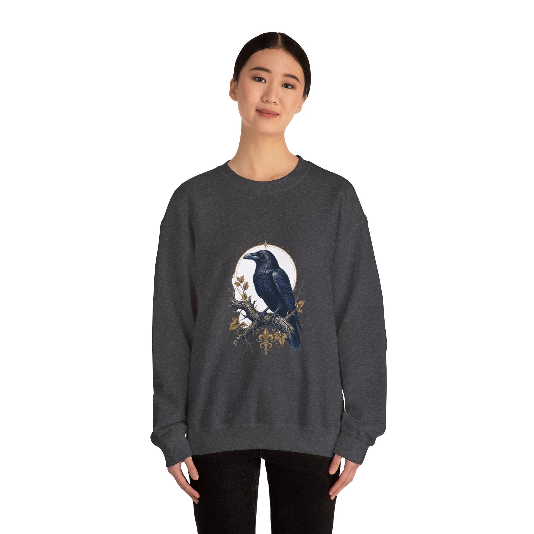 Matching Couple Sweatshirt - Raven & Swan Matching Couple Premium Fleece Sweatshirt Vintage Art His Hers Honeymoon Gift - Design A