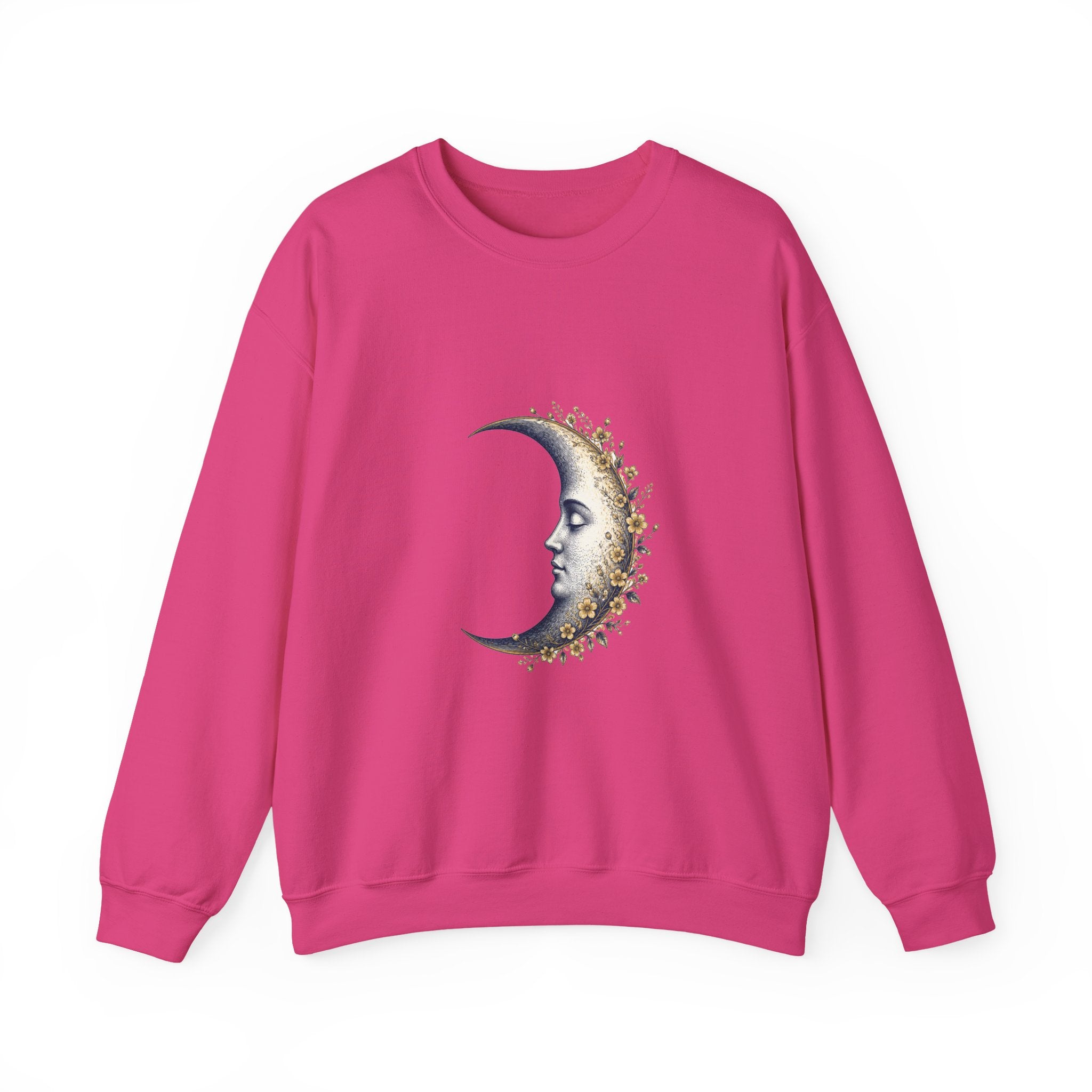 Matching Couple Sweatshirt - Waxing & Waning Moon Matching Couple Premium Fleece Sweatshirt Vintage Art His Hers Honeymoon Gift - Design A